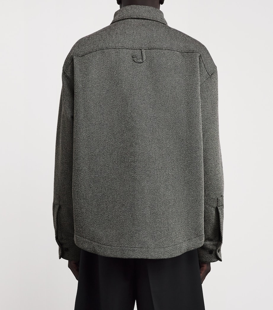 Jacquemus Mens Wool-Cotton Twill Shirt Jacket Grey Image 4