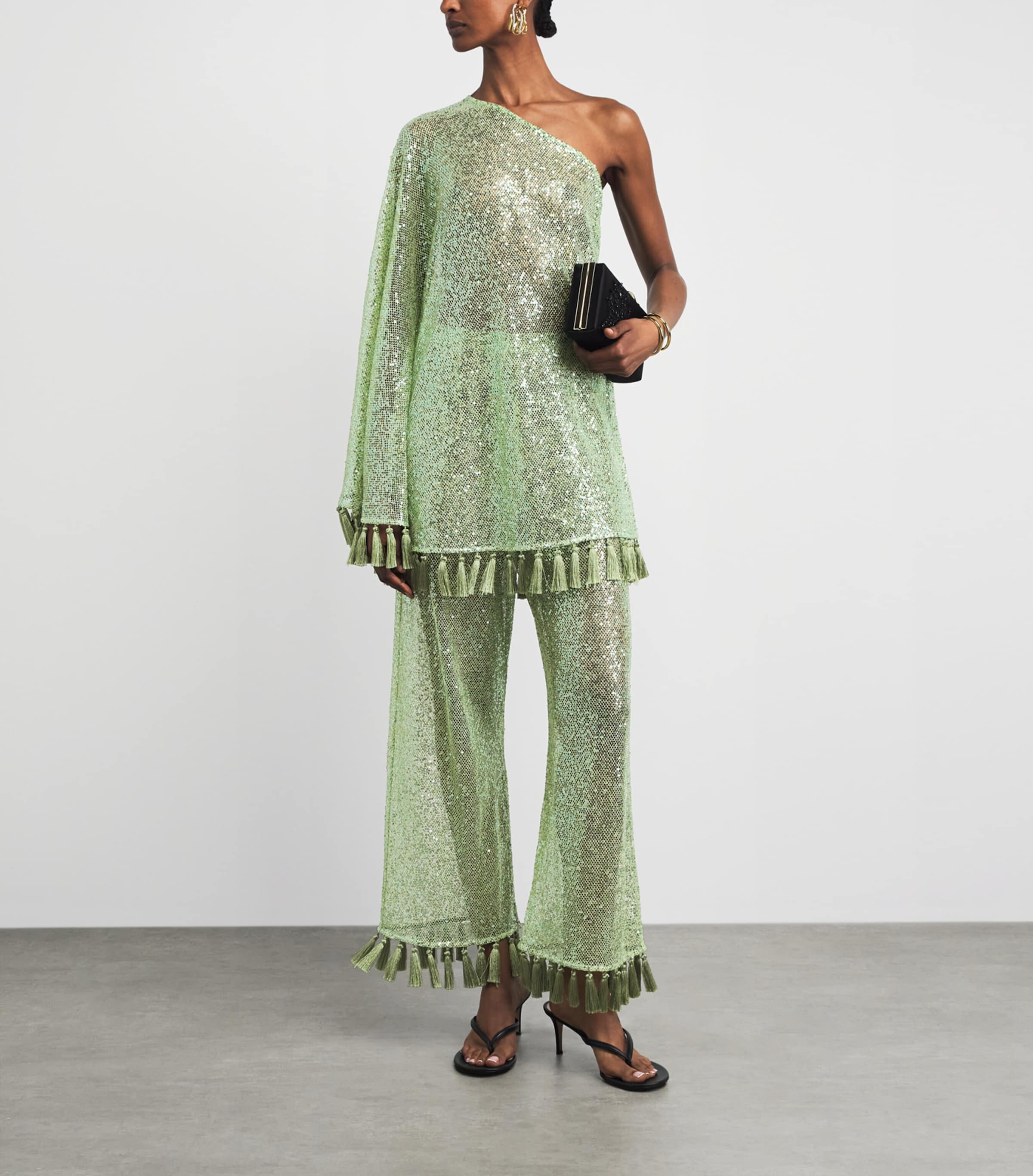 Taller Marmo Womens Sequin Es Trenc Mini Dress Acid Green Image 2