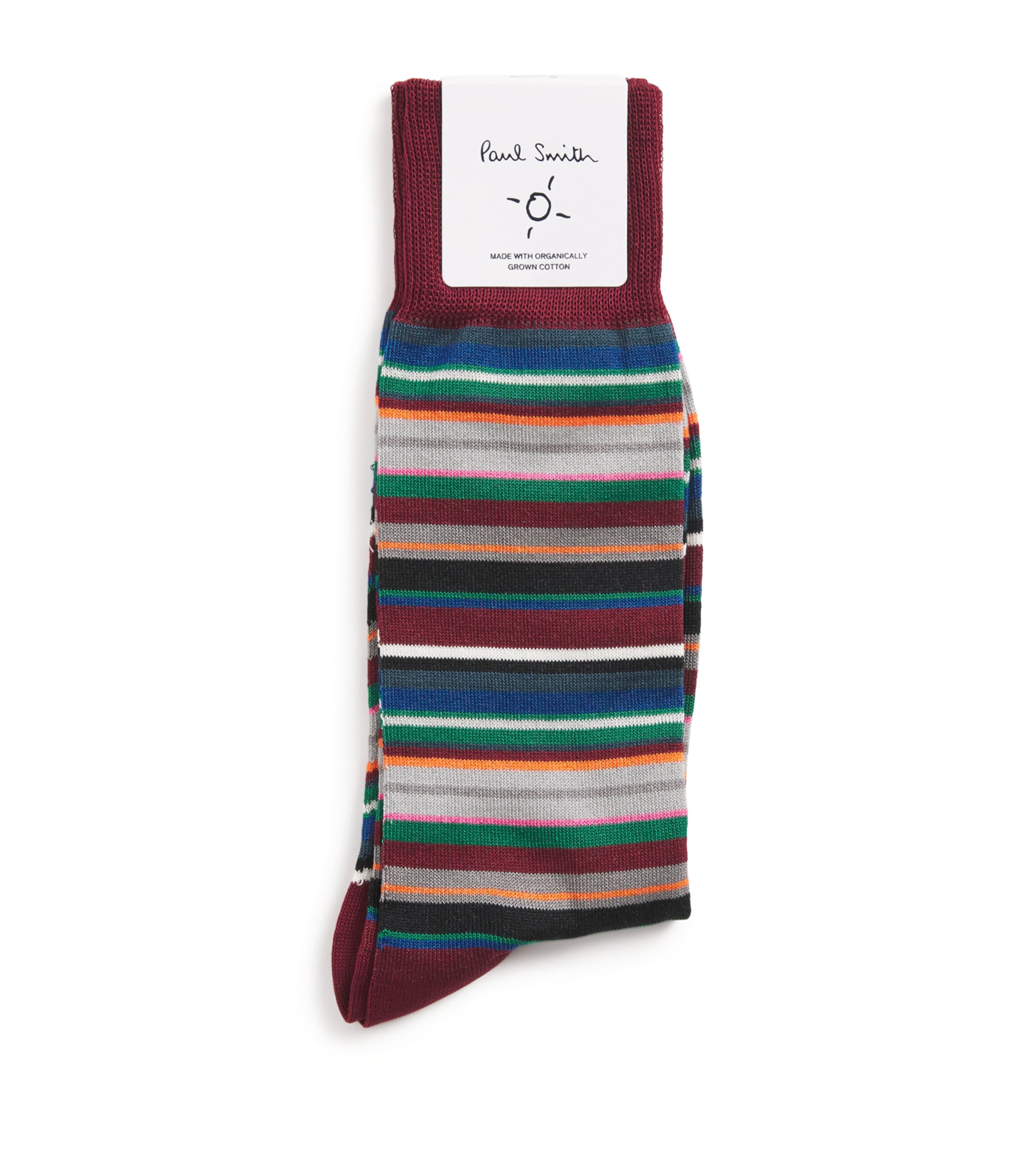 Organic Cotton-Blend Munich Stripe Socks 28 RED Image 1