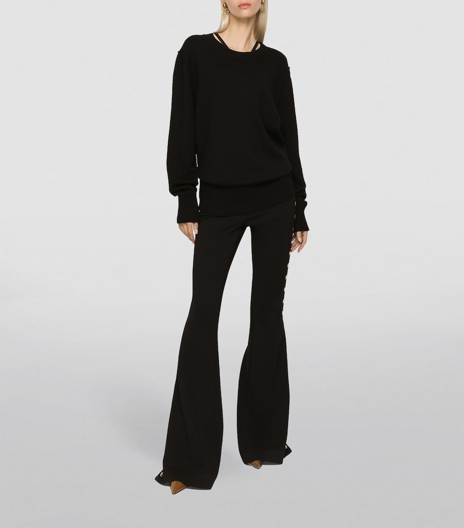 Virgin Wool Knitted Sweater N0000-BLACK Image 2