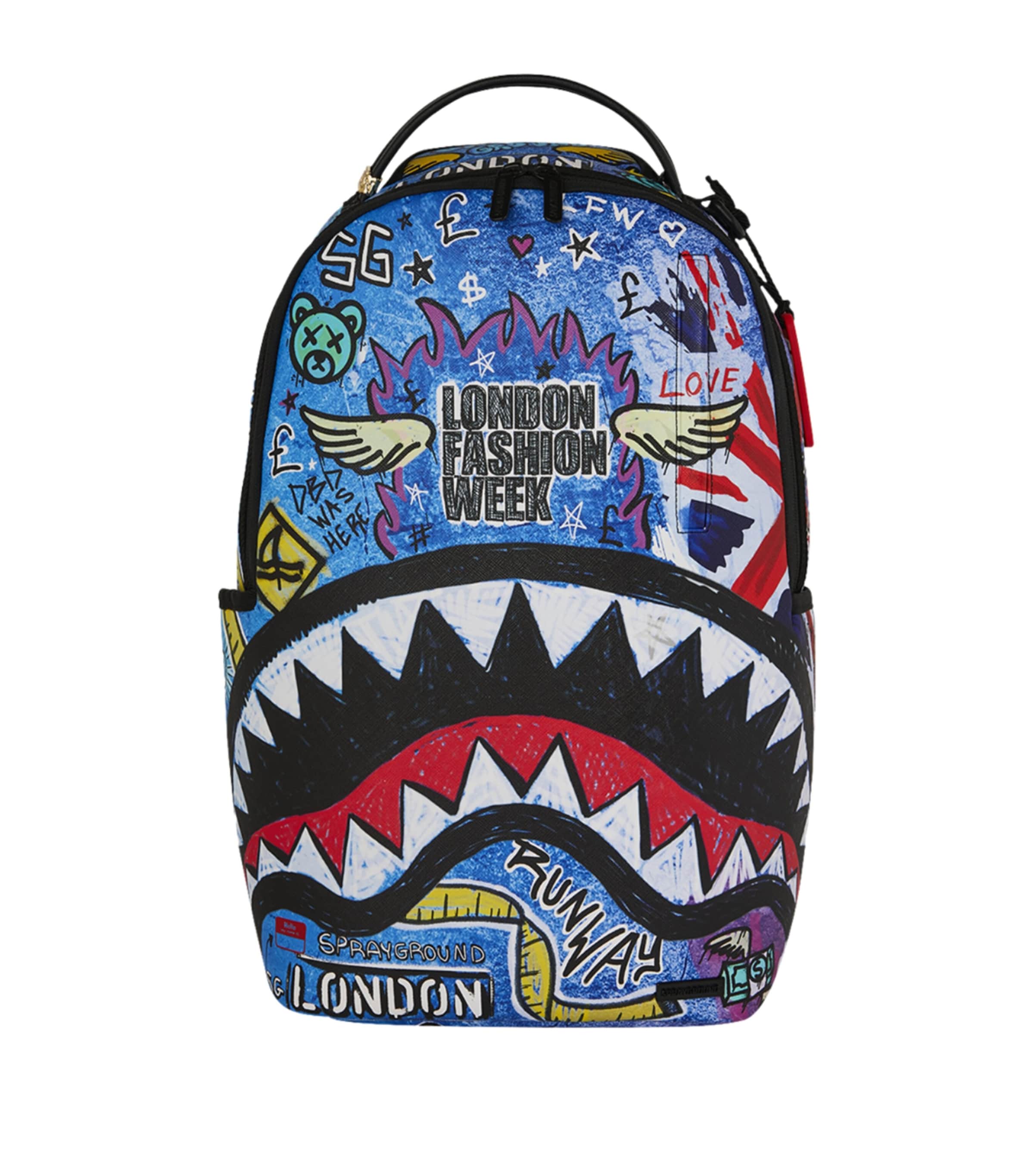 Sprayground X London Fashion Week Graffiti Backpack In Blue
