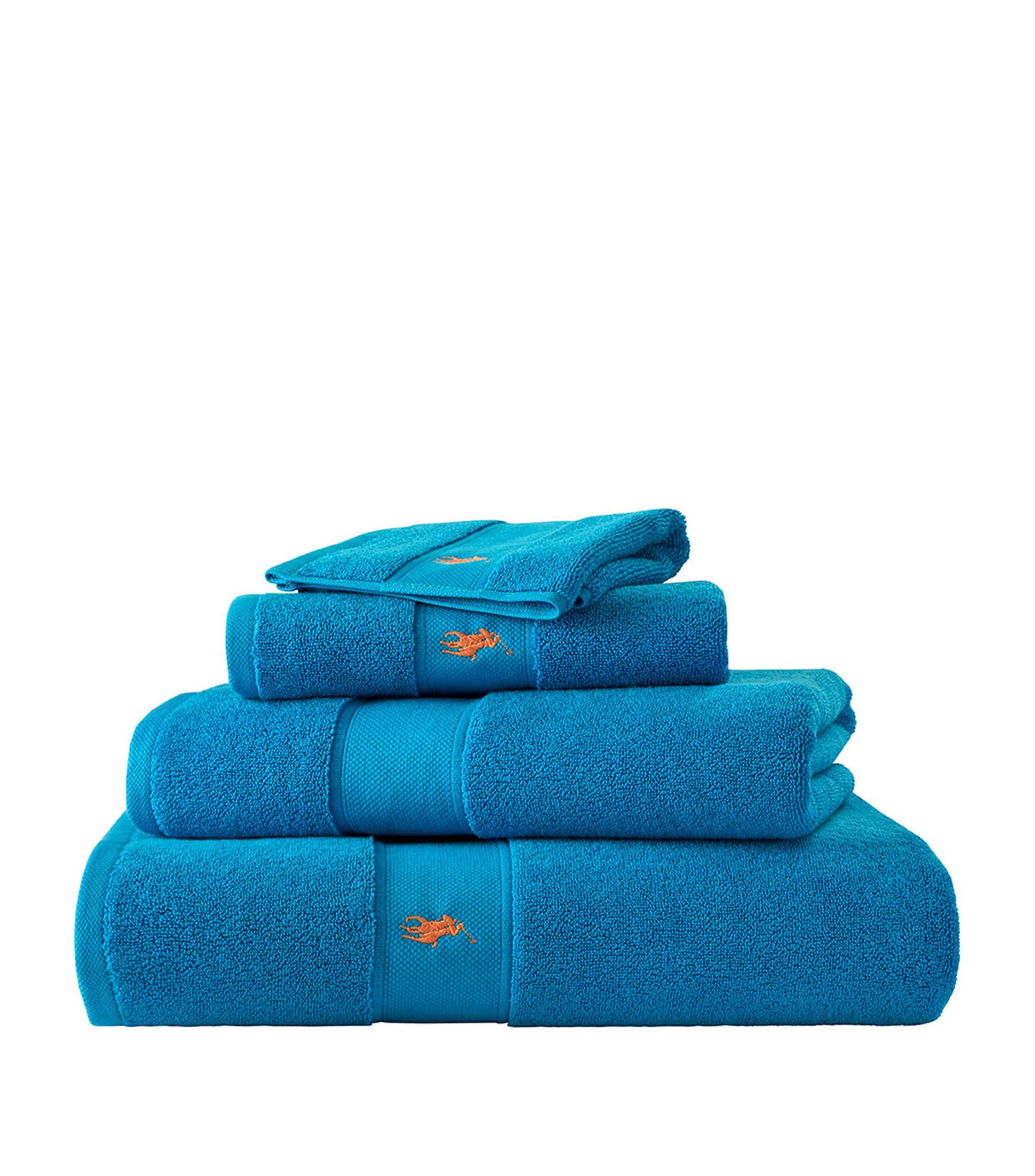 Shop Polo Ralph Lauren Polo Player Hand Towel In Turquoise