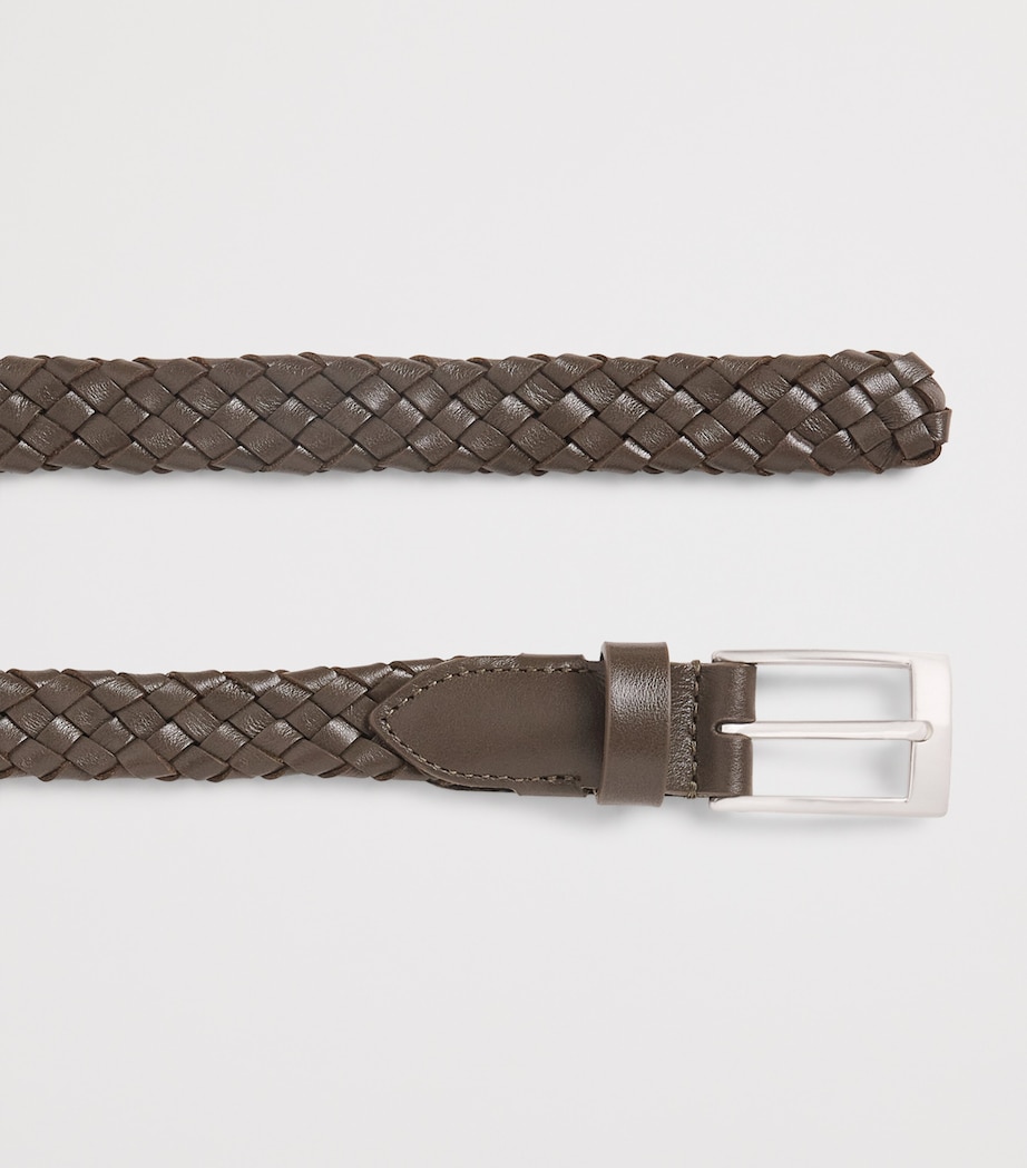 Leather Weaved Belt 515-BROWN Image 4