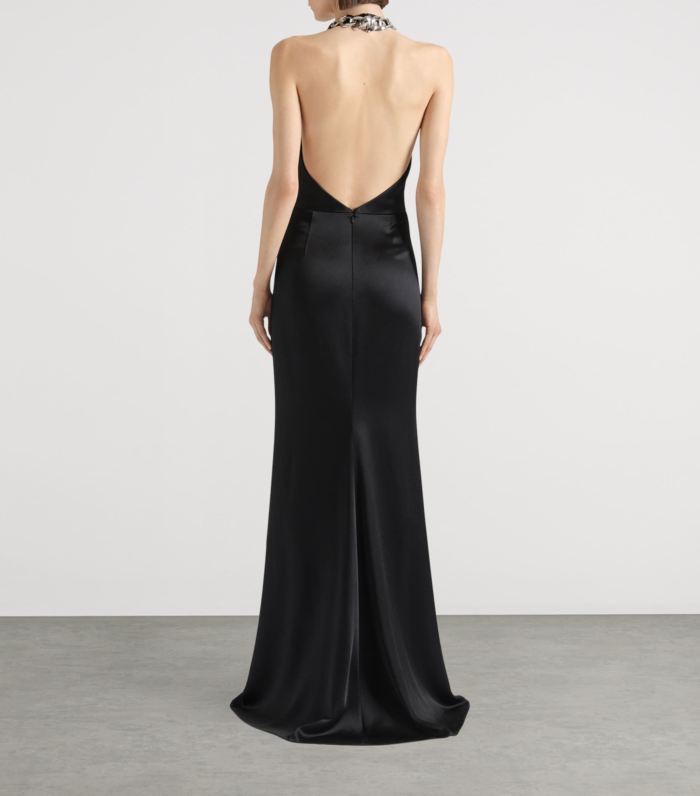 Satin Halterneck Dress BLACK Image 3