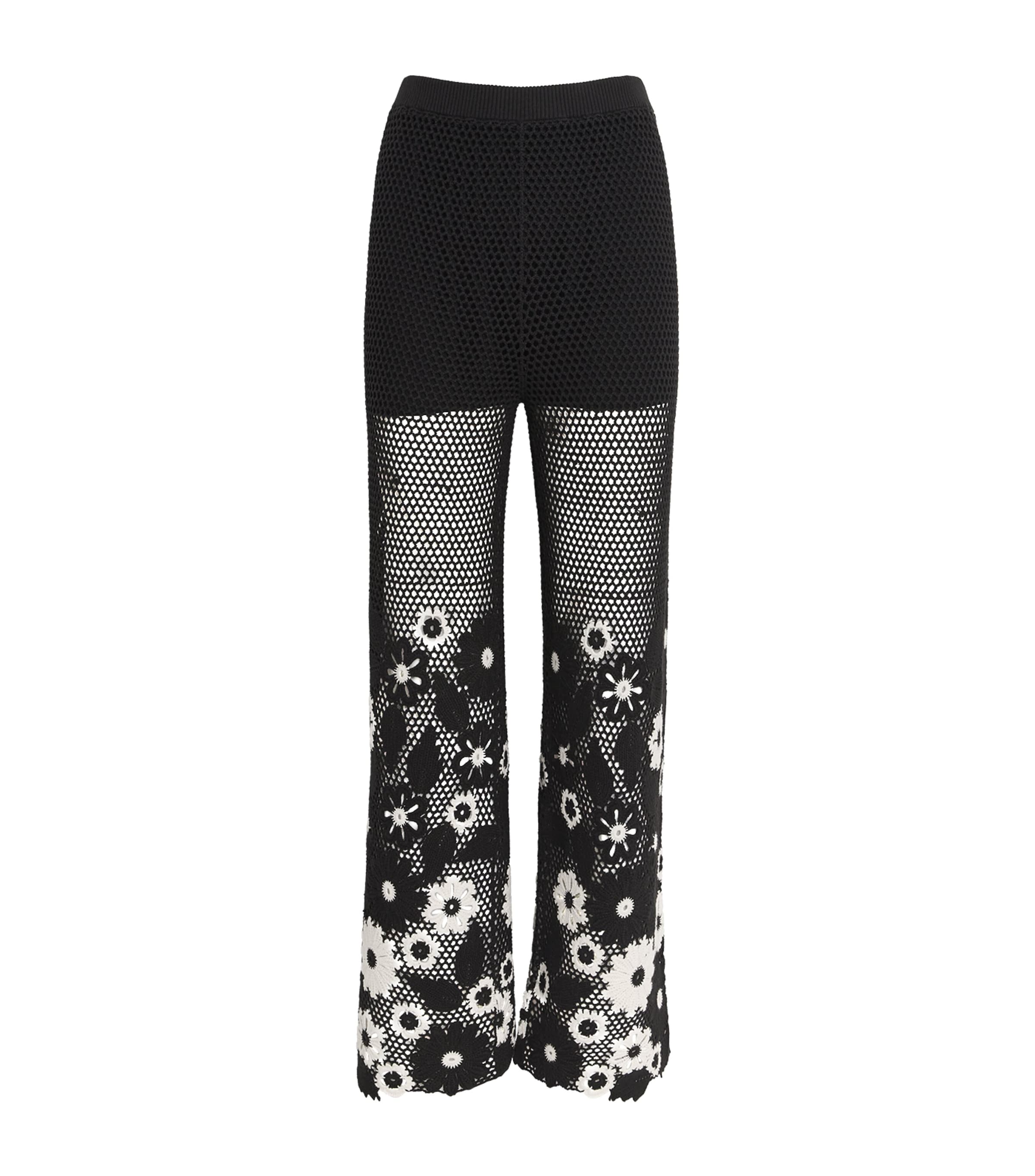 Maje Cotton Crochet Floral Trousers