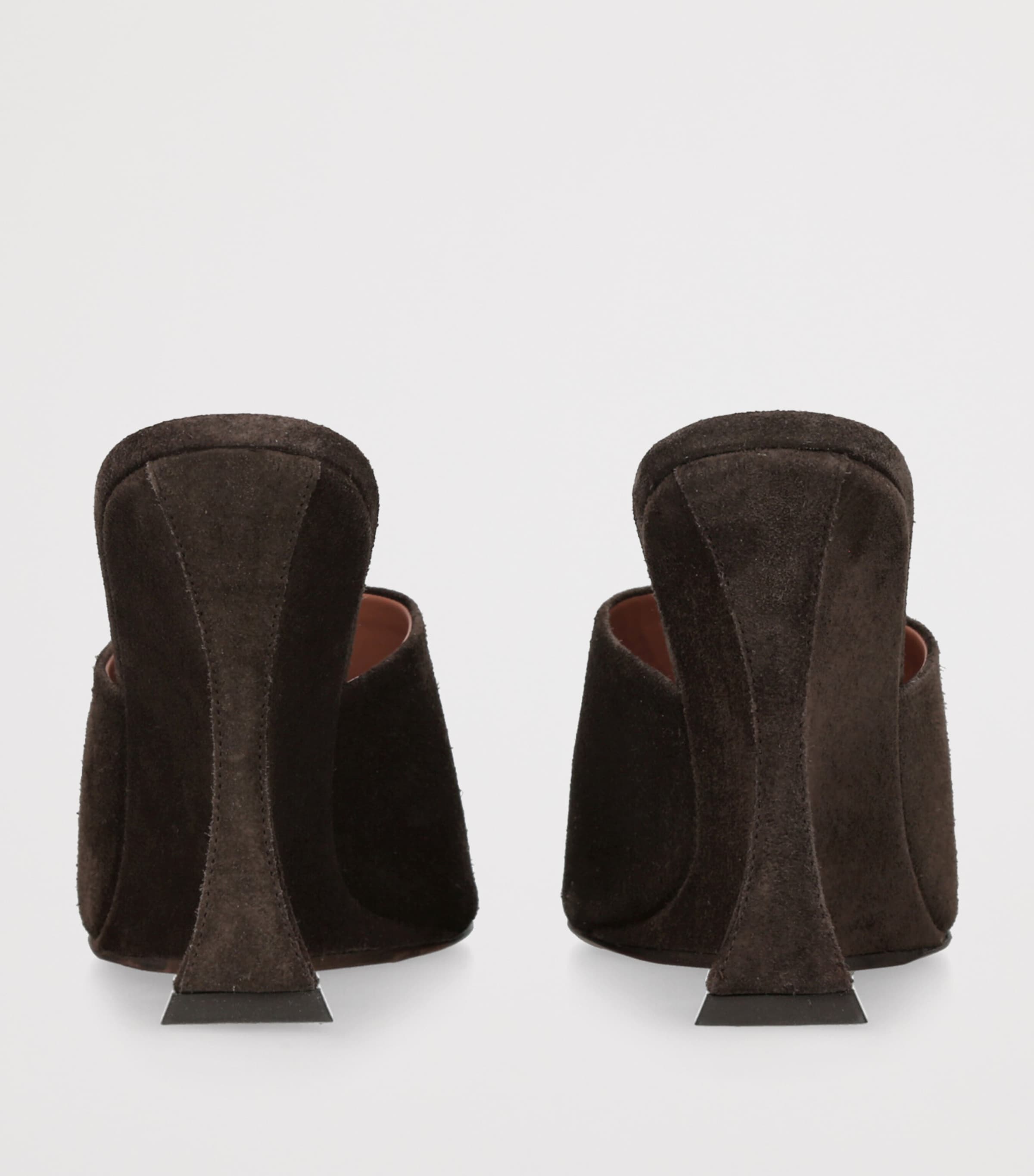 Paris Texas Suede Nina Wedge Mules 105 Dark Brown Image 2