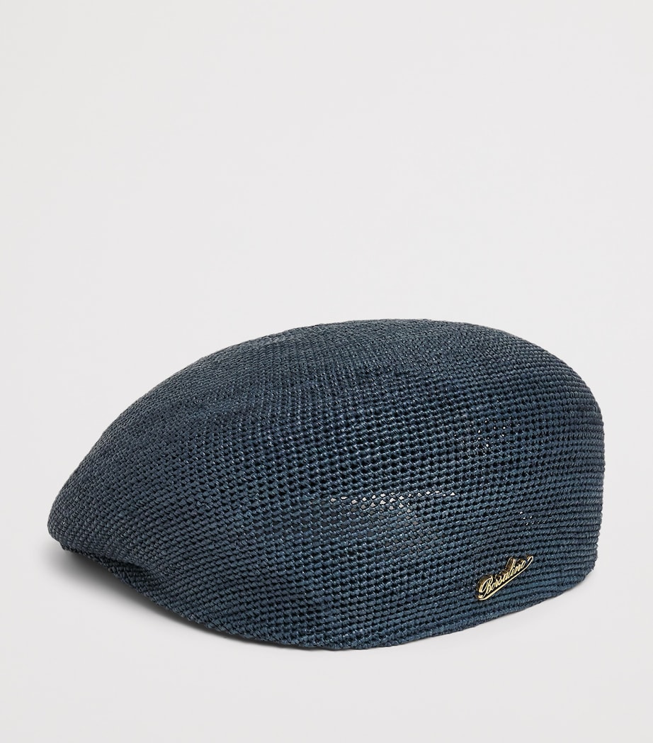 Borsalino Raffia Miami Flat Beret Navy Pin Oro Image 3