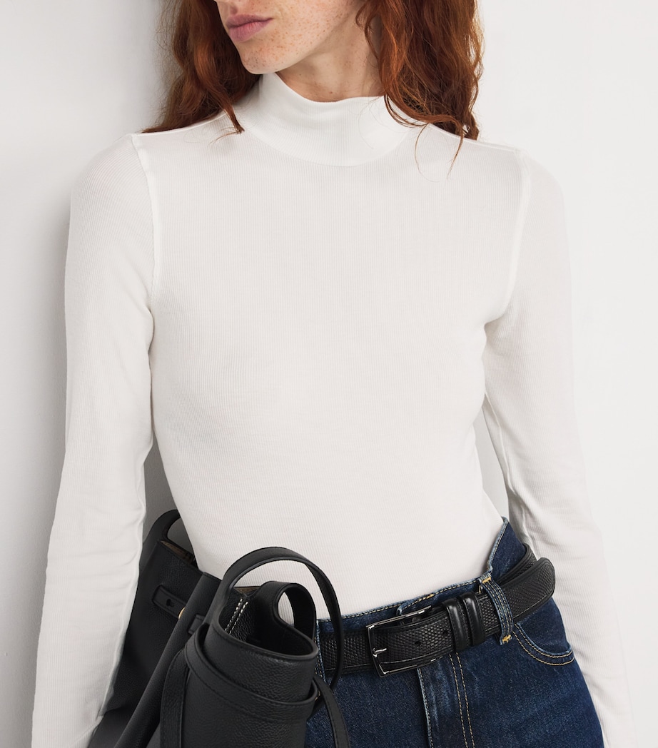 Modal Ribbed Rollneck Sweater WHITE Image 6