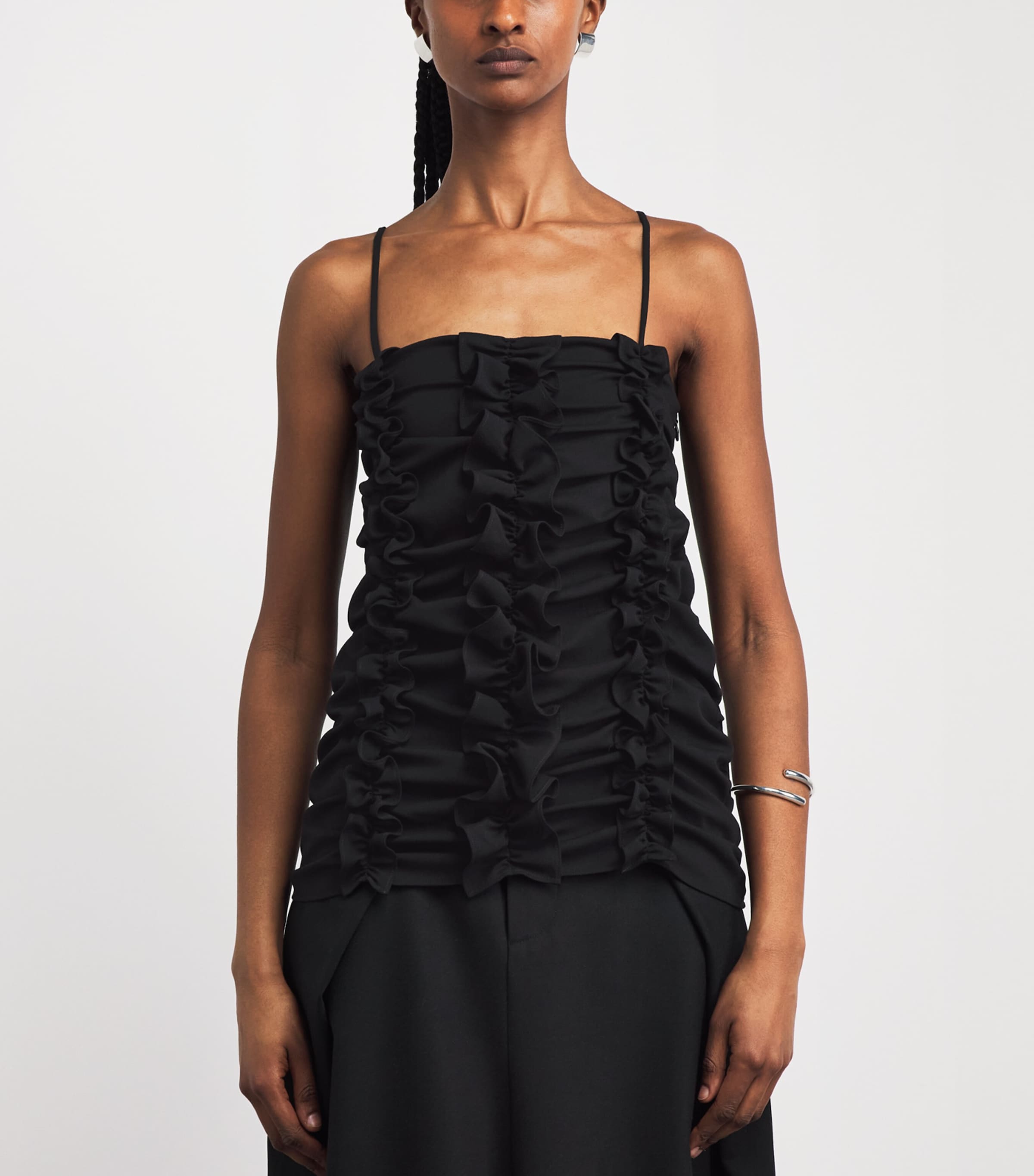 BITE Studios Womens Organic Wool Ruched Top Black Image 4