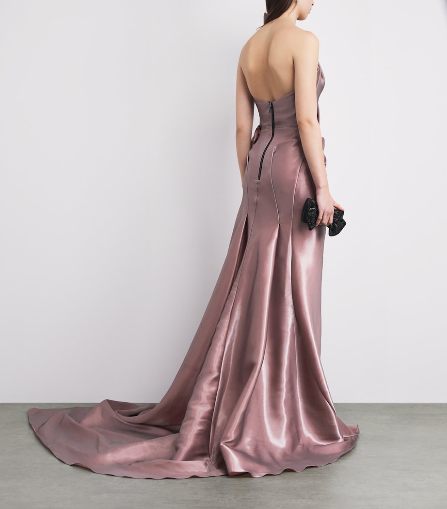 Maticevski Womens Satin Embellished Contentment Gown Smoke Pink Image 4