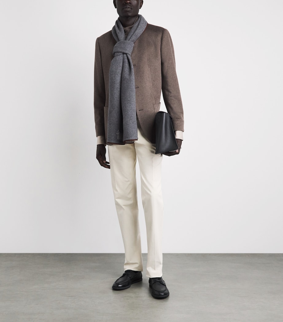 Colombo Cashmere Nubuck-Trim Scarf Greige Image 3