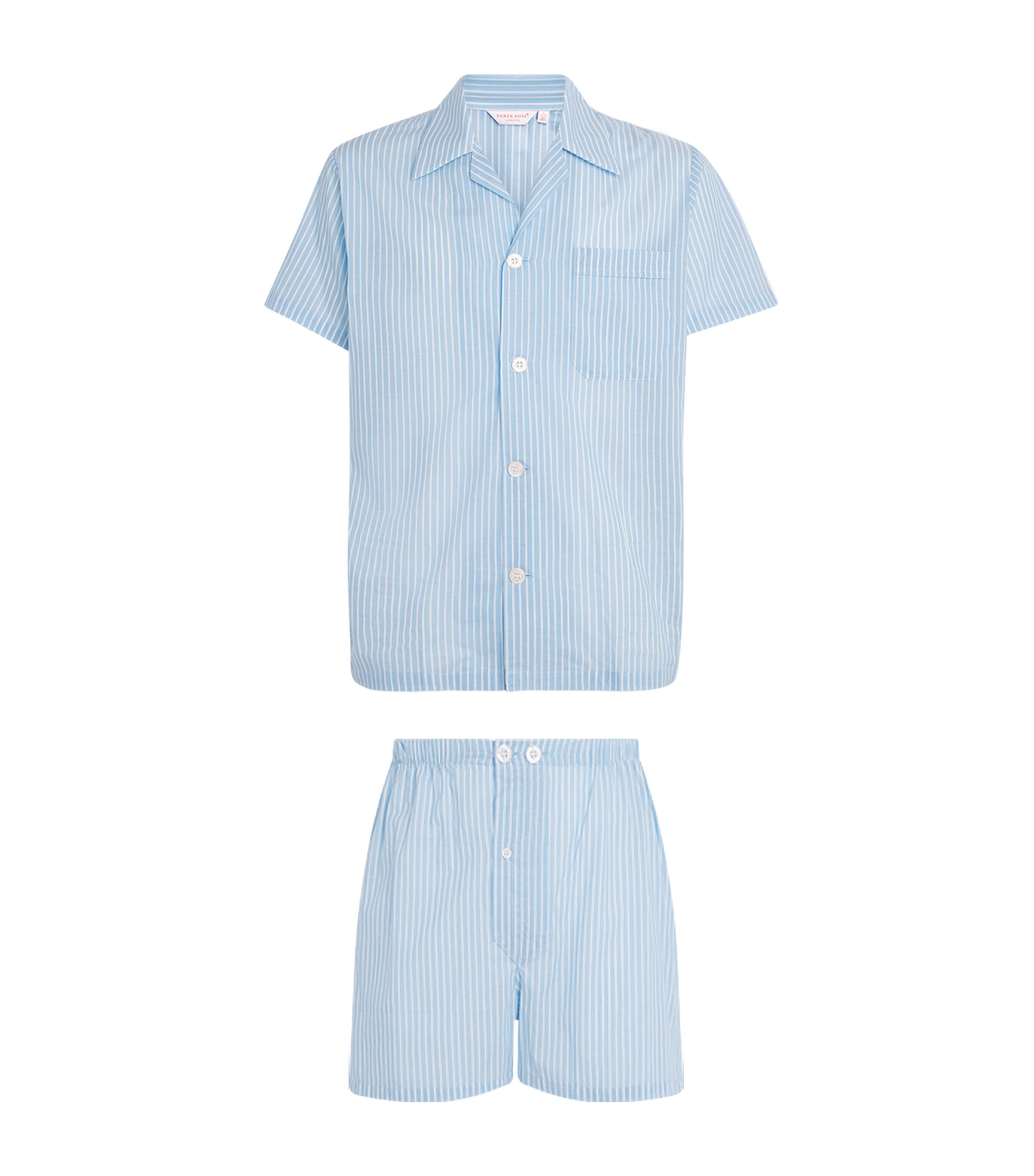 Derek Rose Mens Cotton Amalfi Pyjama Set Blue Image 1