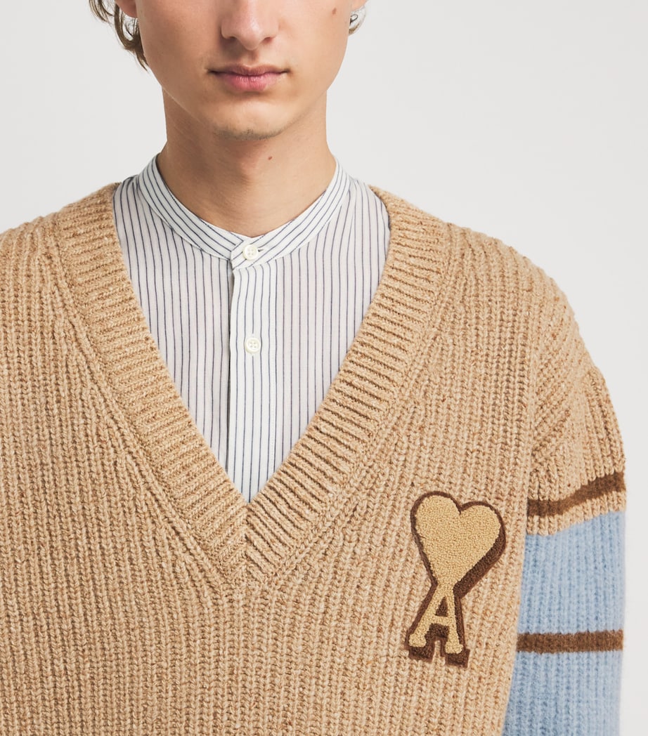 Wool-Blend College Sweater 280 - CAMEL Image 6