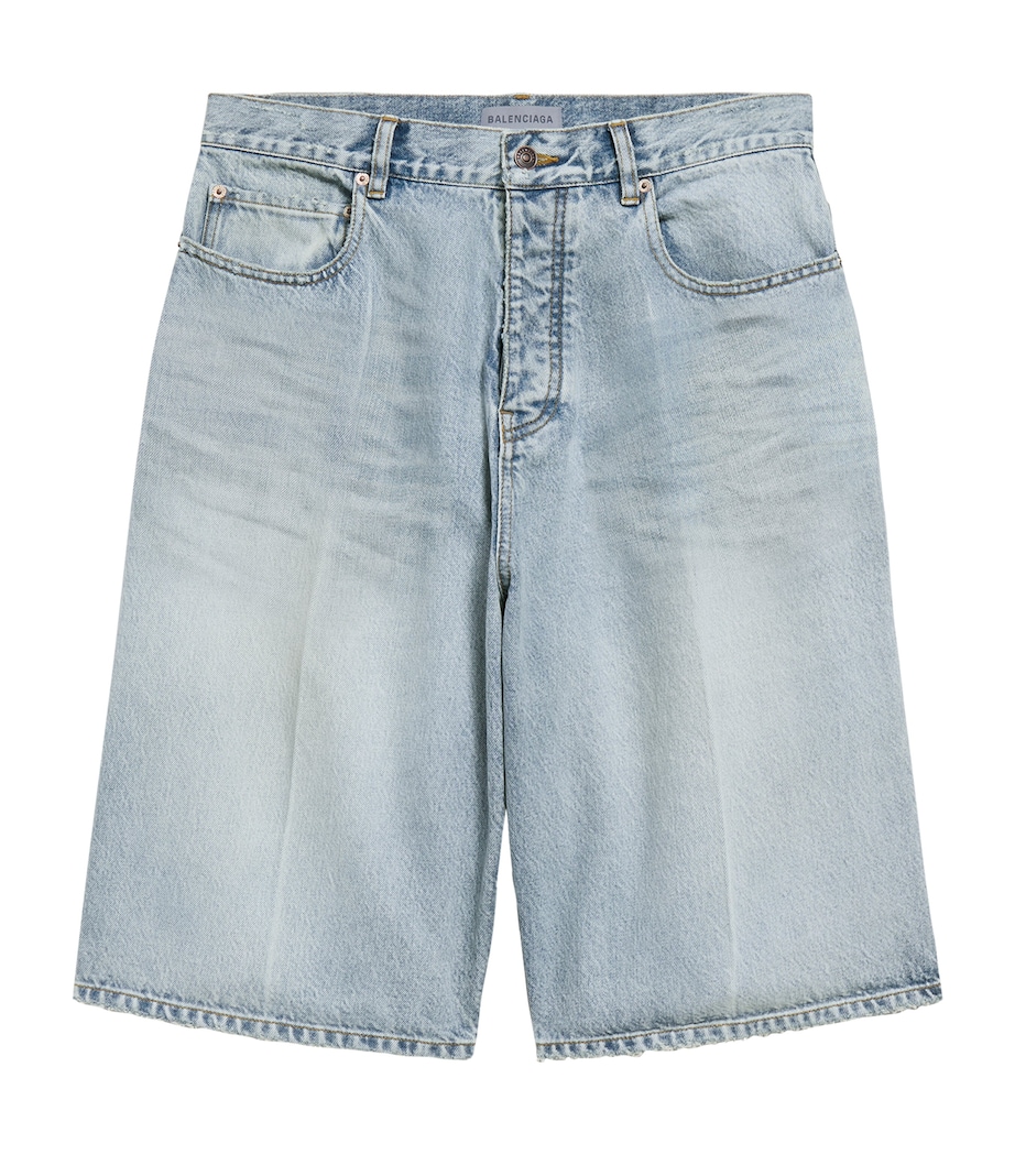 Balenciaga Mens Stay Press Denim Shorts Image 1