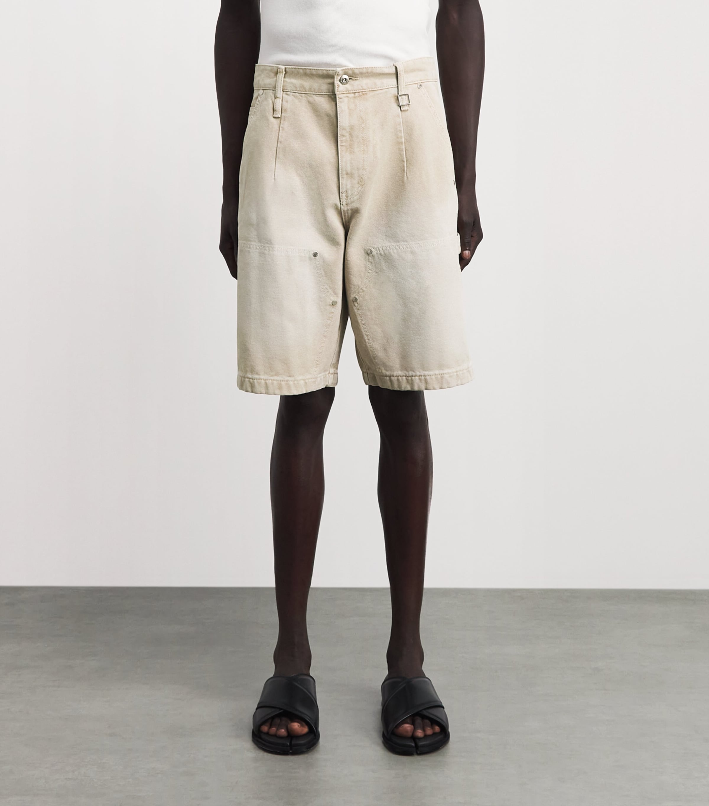 Wooyoungmi Mens Cotton Carpenter Shorts Beige Image 4
