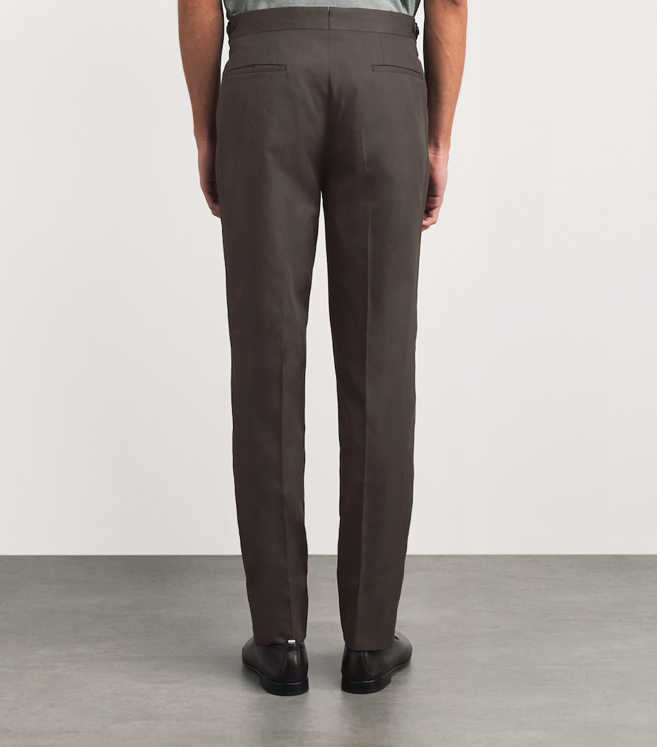 Brioni Mens Cotton Pleated Trousers Image 5