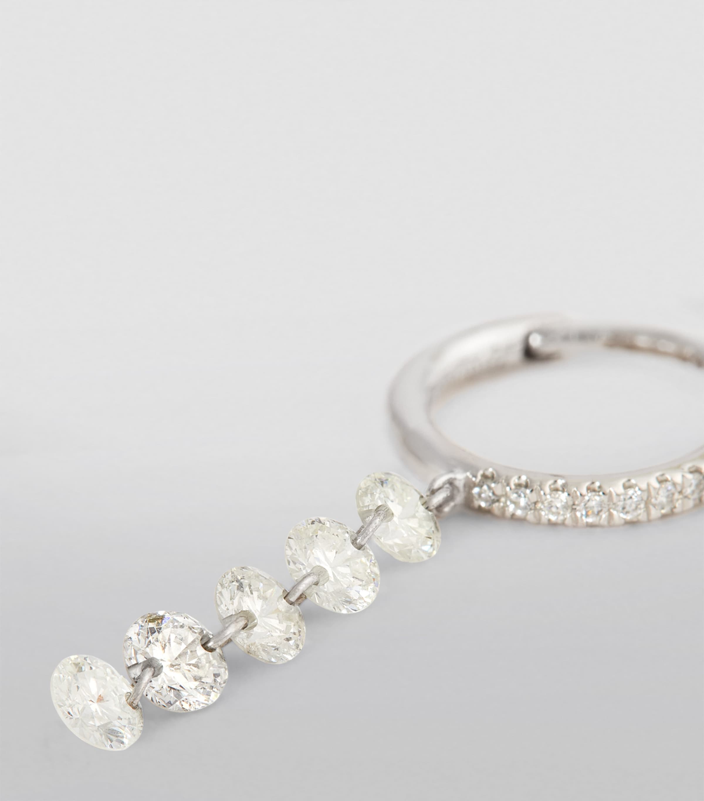 White Gold and Diamond Circle Single Hoop Earring WHITE GOLD Image 6