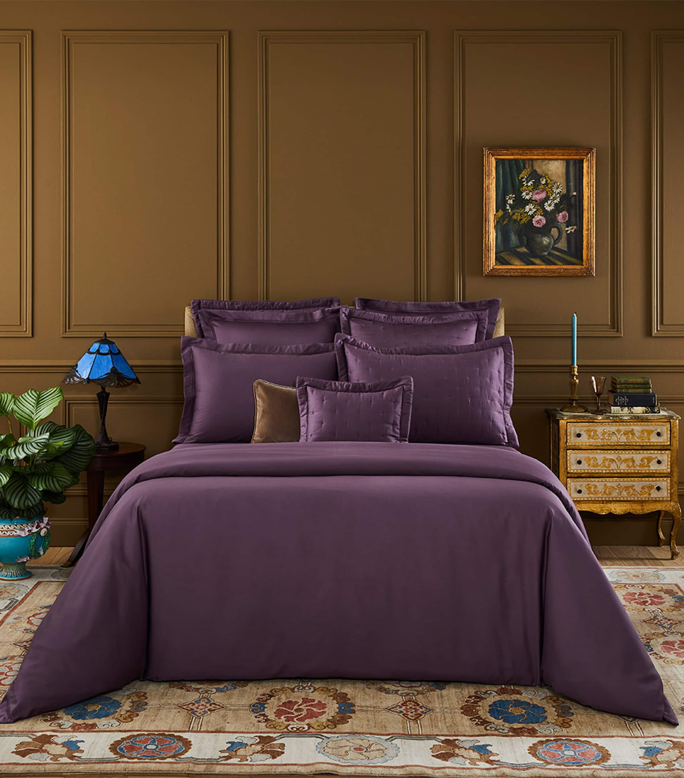 Yves Delorme Triomphe Super King Flat Sheet In Purple