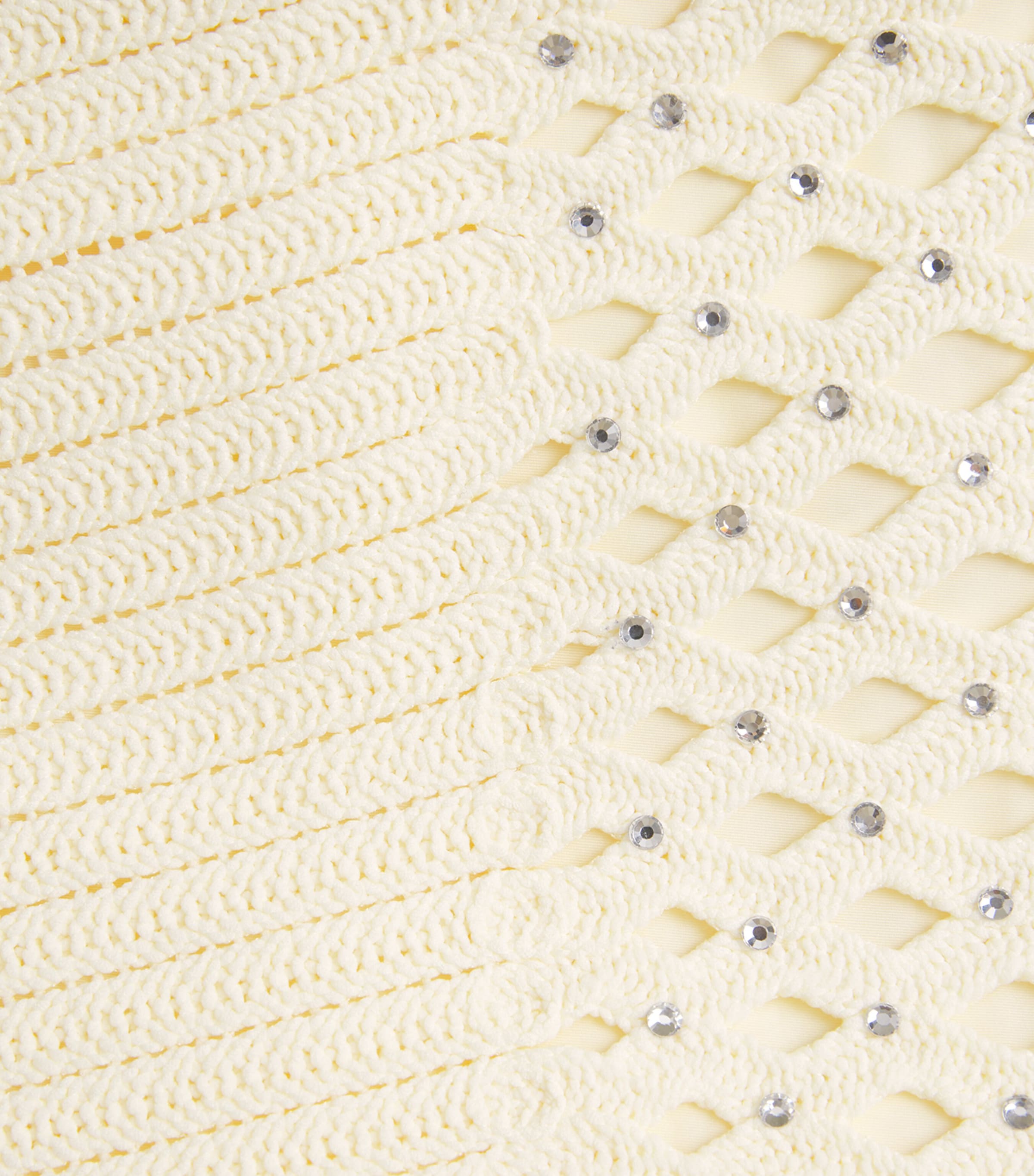 Maje Womens Embellished Crochet Midi Skirt Pale Yellow Image 6