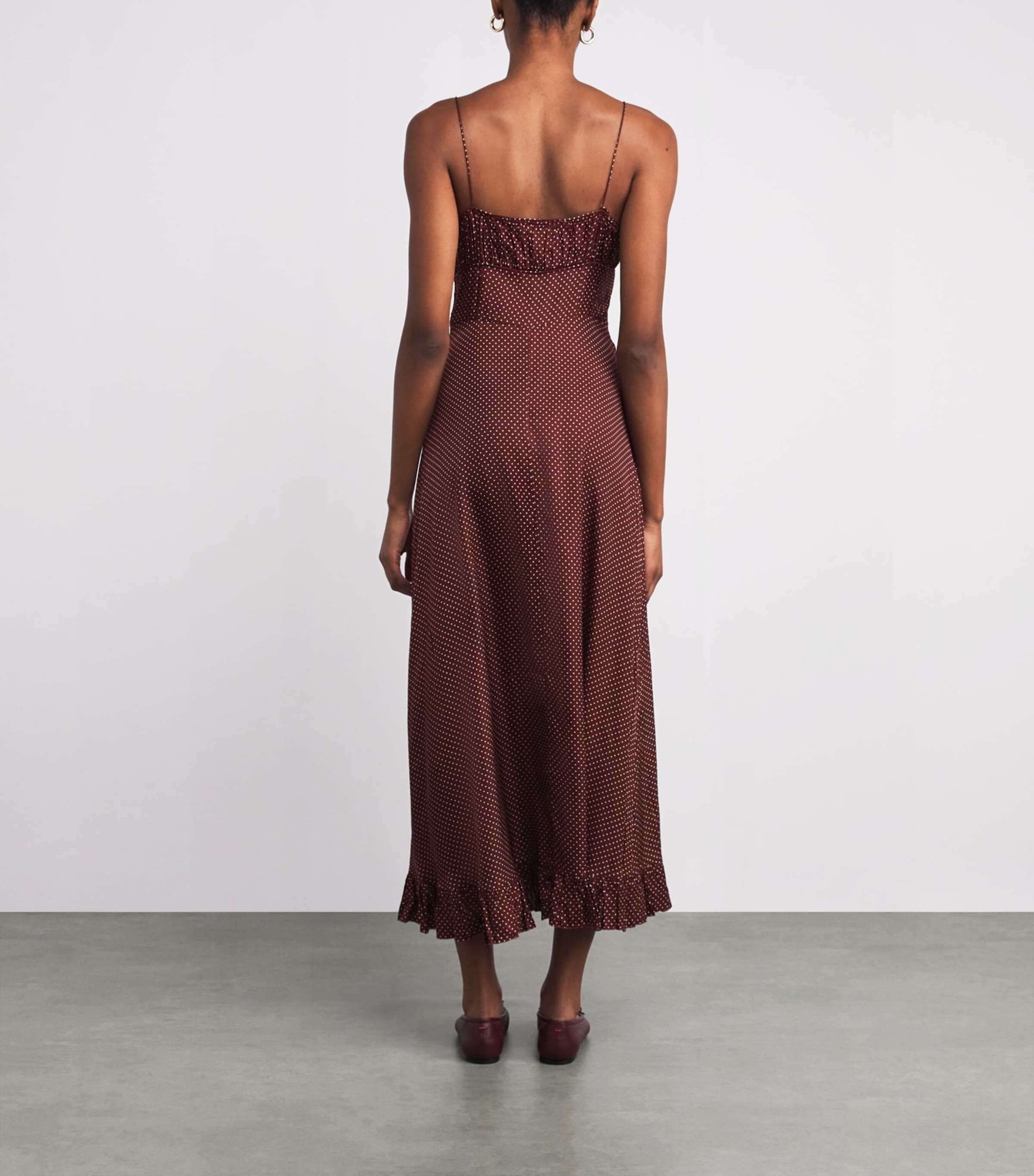 Silk-Blend Rosaria Maxi Dress BURGANDY COLETTE DOT Image 3