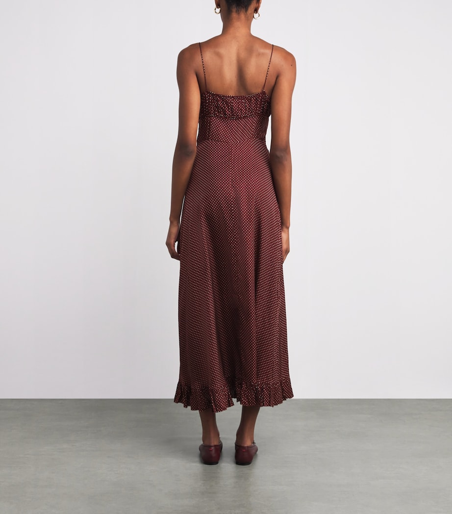 Silk-Blend Rosaria Maxi Dress BURGANDY COLETTE DOT Image 3