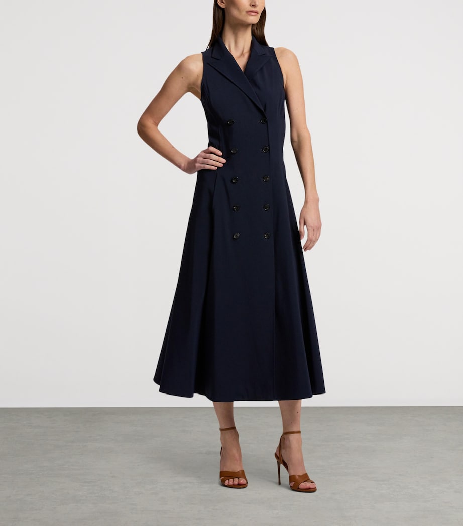 Ralph Lauren Collection Womens Cotton-Blend Alecia Midi Dress Navy Image 8