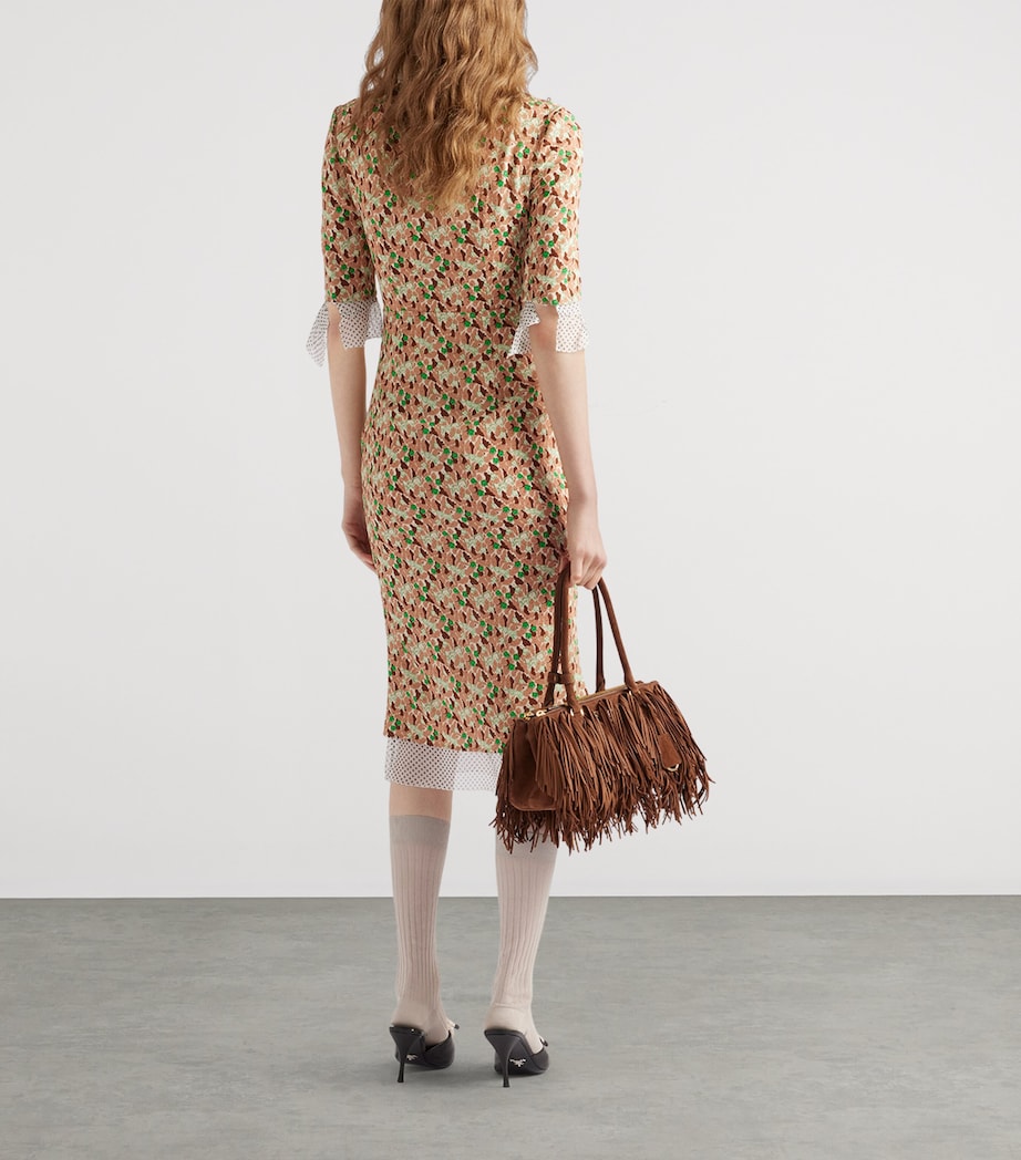 Prada Womens Silk-Blend Floral Midi Dress Image 5