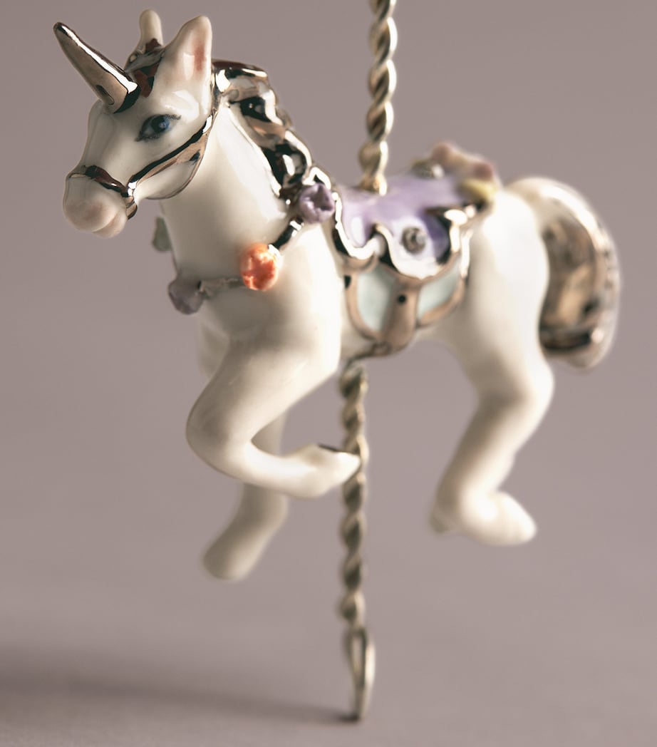 Hop Skip & Flutter Merry-Go-Round Unicorn Tree Decoration White Silver Image 2