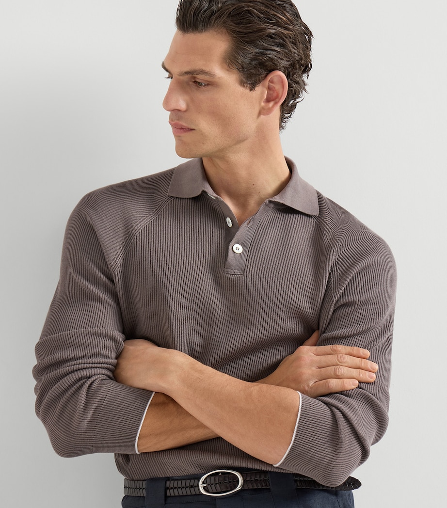 Brunello Cucinelli Mens Cotton Polo Sweater Image 2