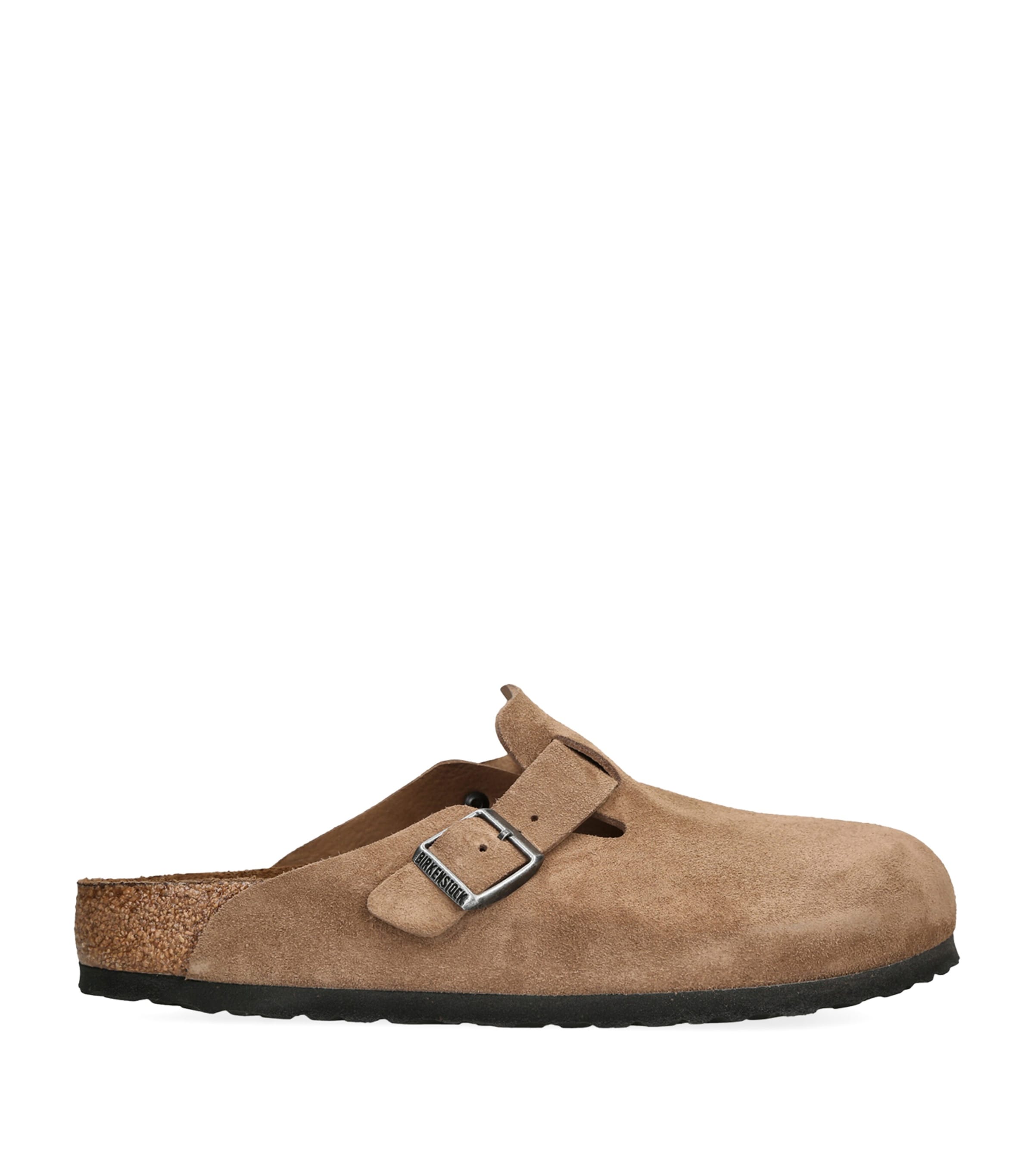Birkenstock Boston Leather Slippers In Brown