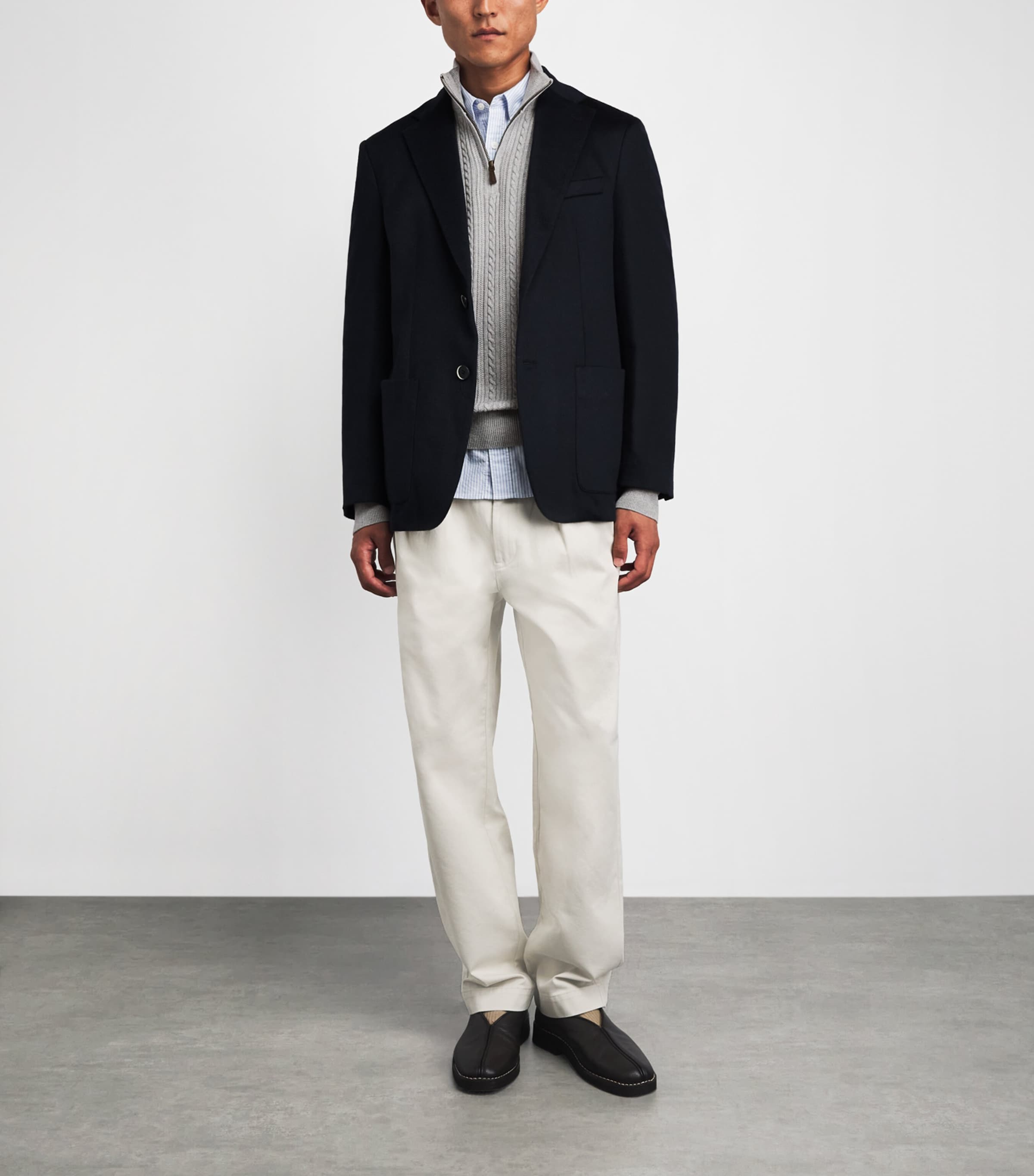 Polo Ralph Lauren Mens Cotton Cable-Knit Quarter-Zip Sweater Andover Heather Image 2
