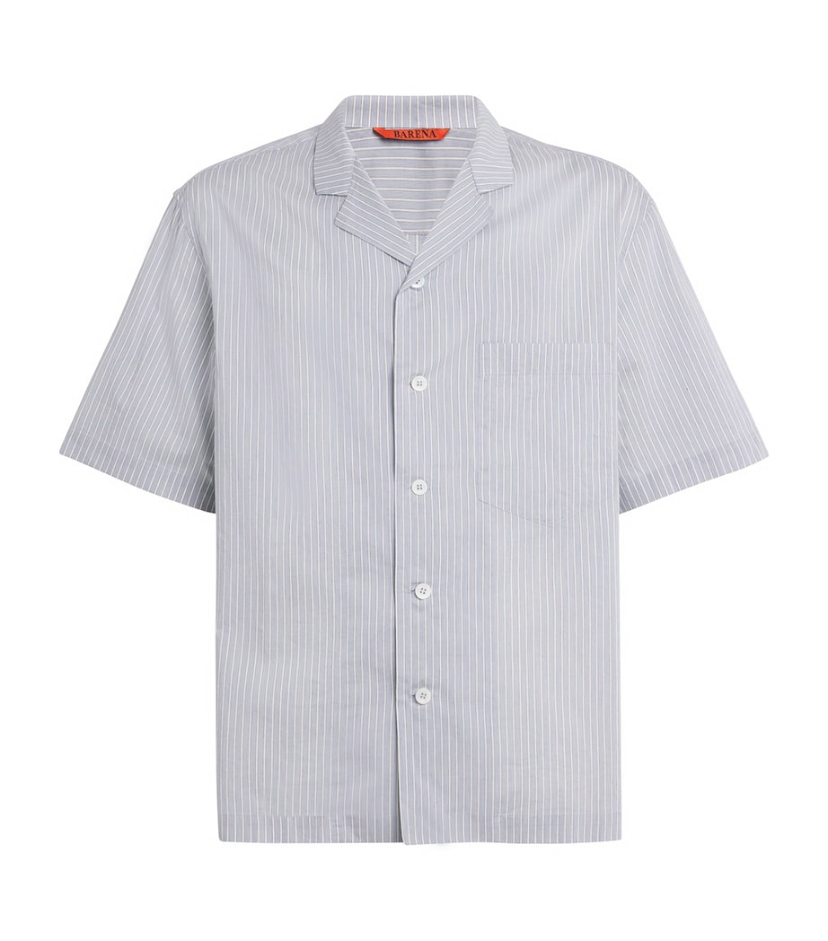 Barena Mens Cotton-Silk Striped Shirt Azzuro Image 1