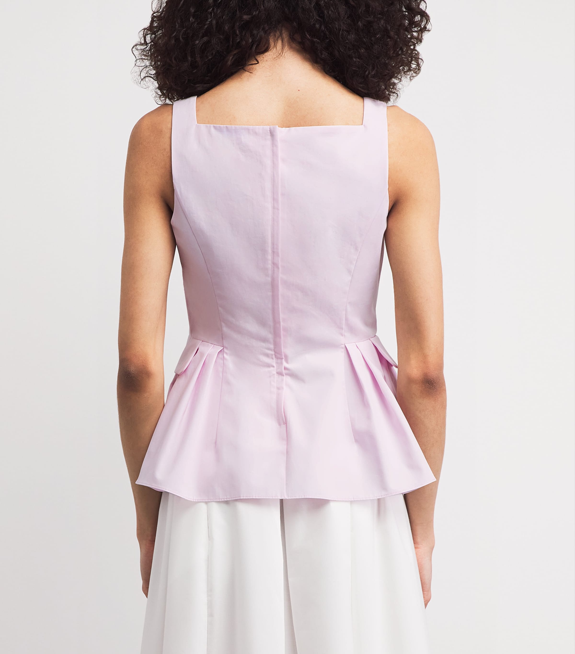Adam Lippes Womens Cotton Soleil Peplum Top Pale Pink Image 5