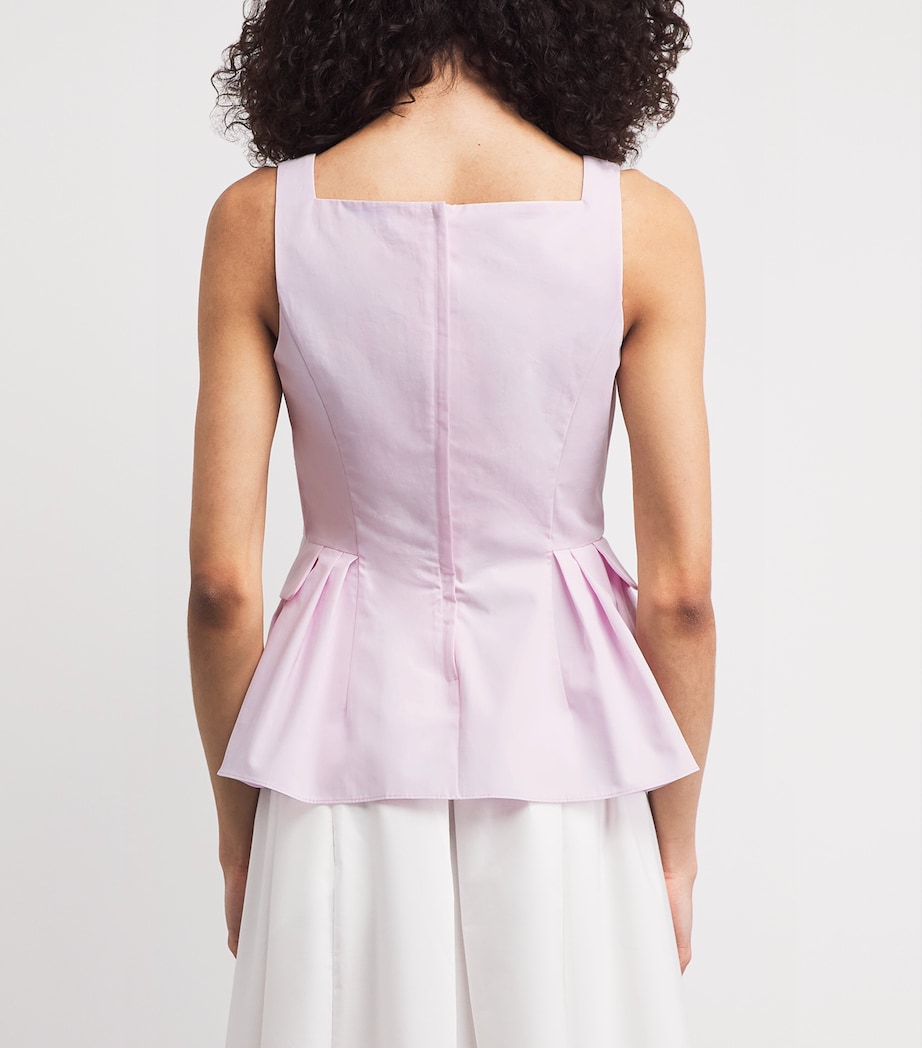 Adam Lippes Womens Cotton Soleil Peplum Top Pale Pink Image 5