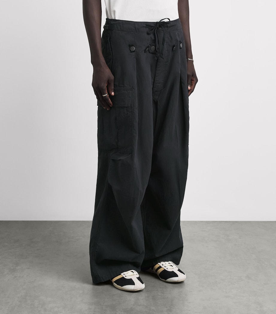 Kapital Mens Ripstop Jumbo Cargo Trousers Black Image 4