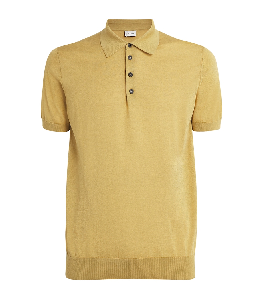 Silk-Cotton Polo Shirt 50 MUSTARD Image 1