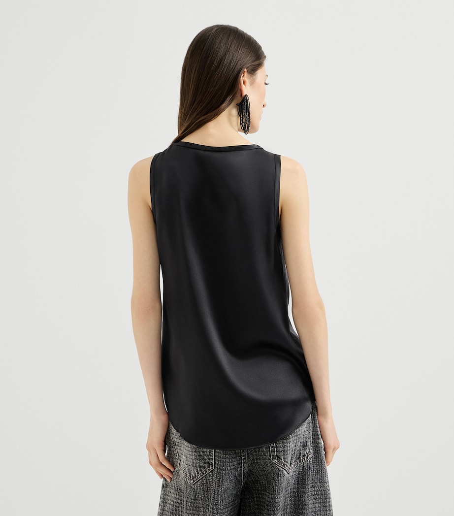 Brunello Cucinelli Womens Stretch-Silk Satin Tank Top Image 5