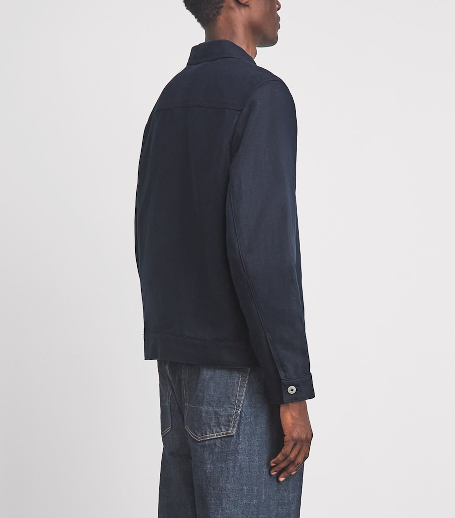 Vince Mens Cotton-Linen Trucker Overshirt Coastal Image 5