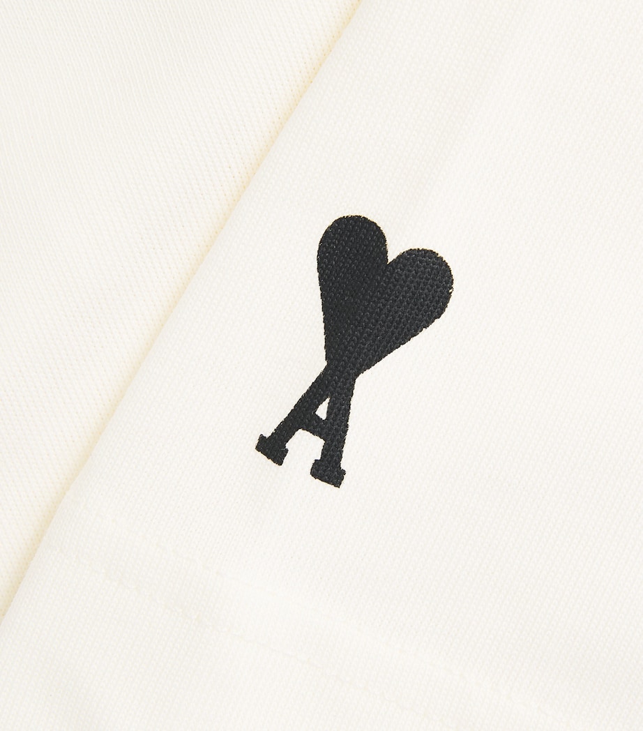 AMI Paris Mens Cotton Logo Boxy T-Shirt Blanc Creme Image 6