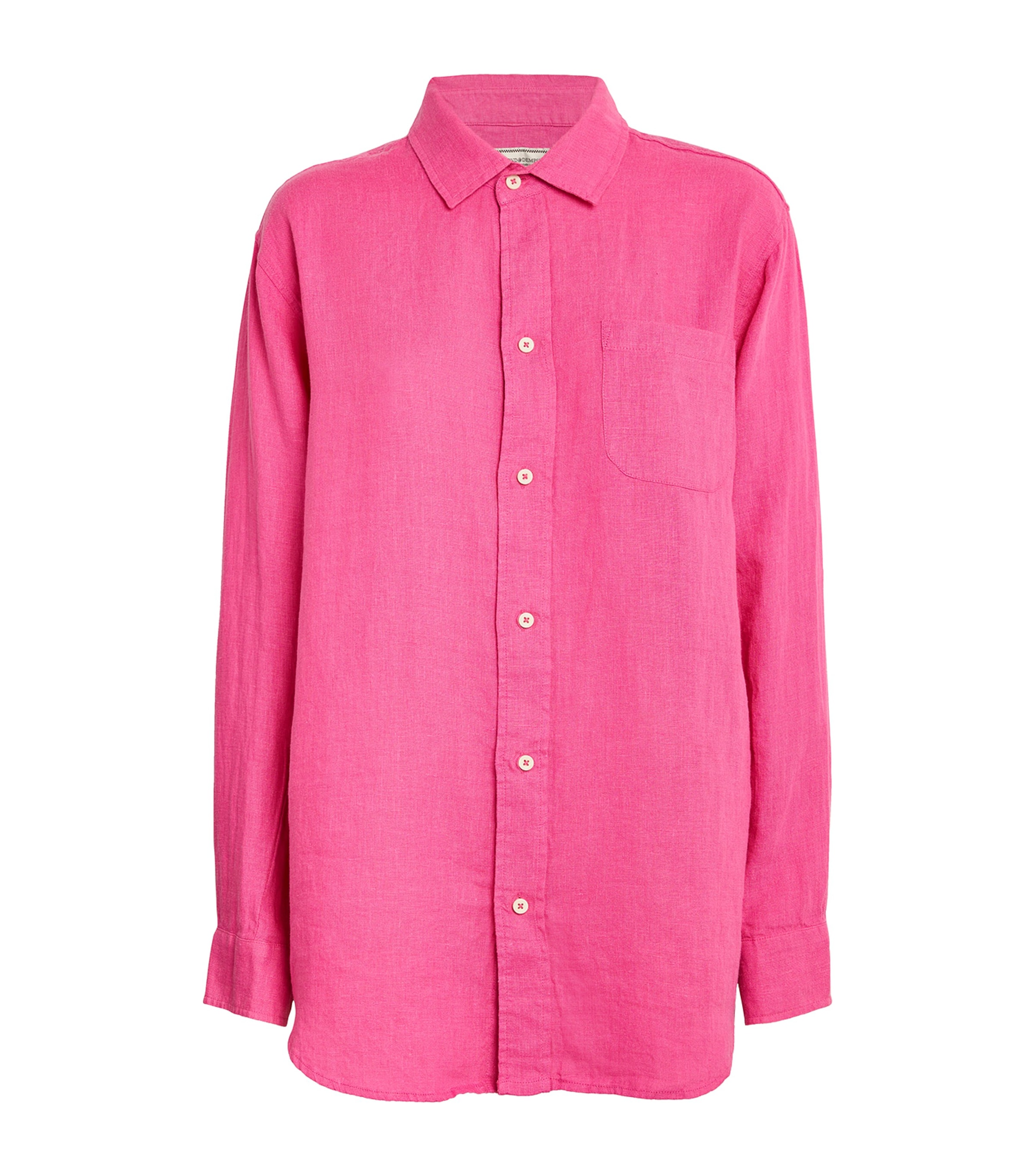 Desmond & Dempsey Linen Pyjama Shirt In Pink