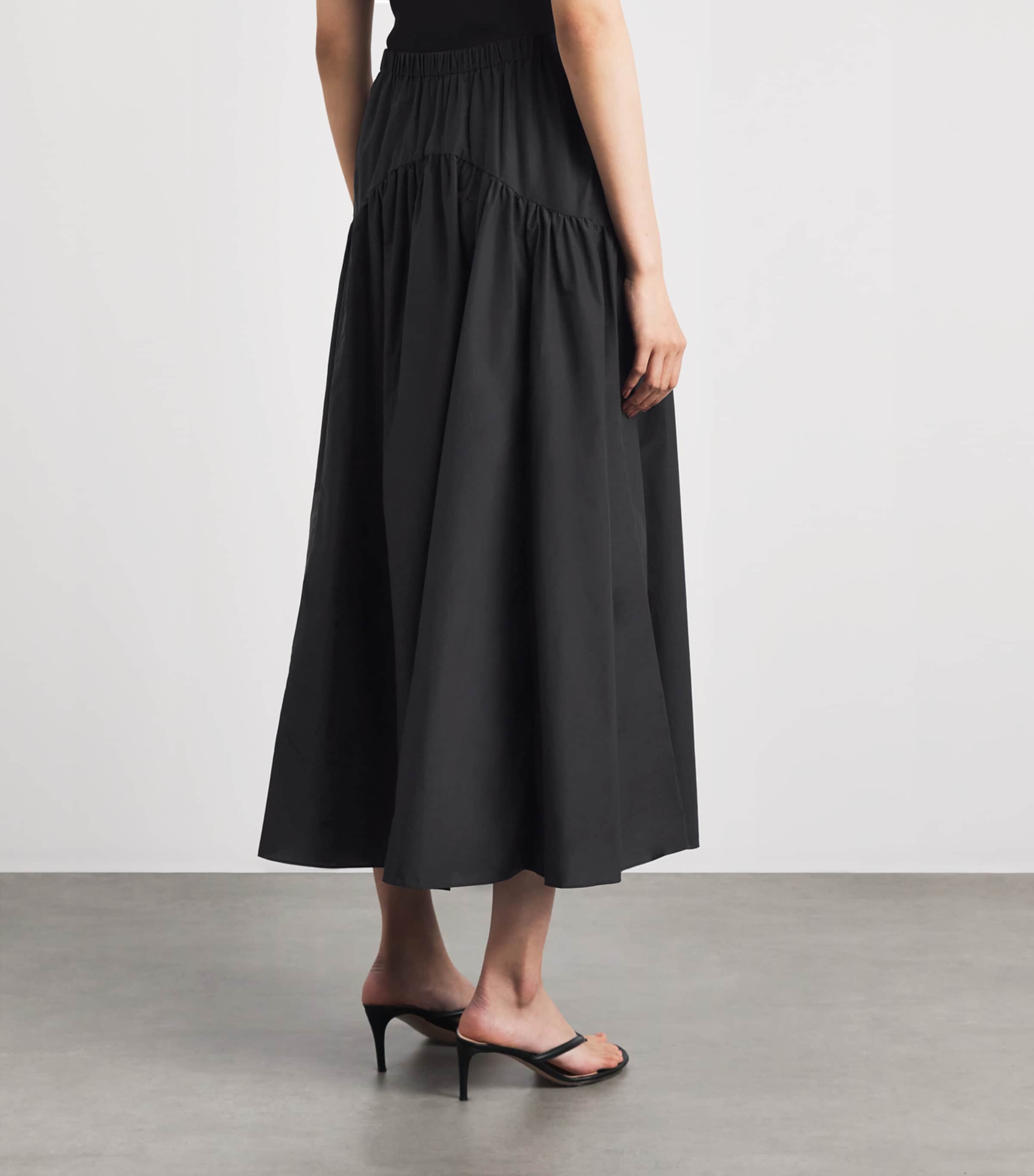 Theory Womens Curved Yoke Midi Skirt Black Image 5