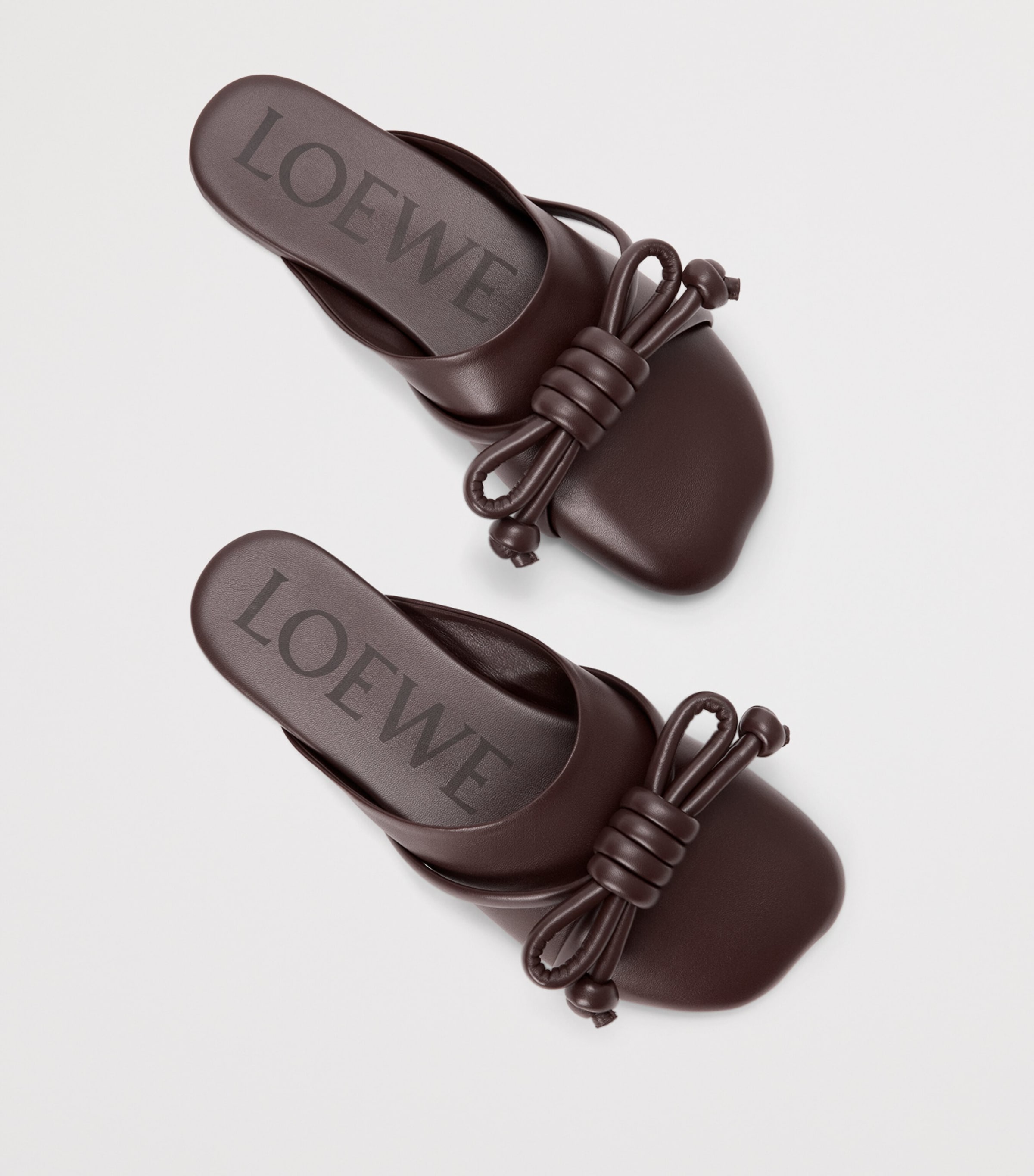 Lambskin Flamenco Knot Mules DARK CHESTNUT Image 4