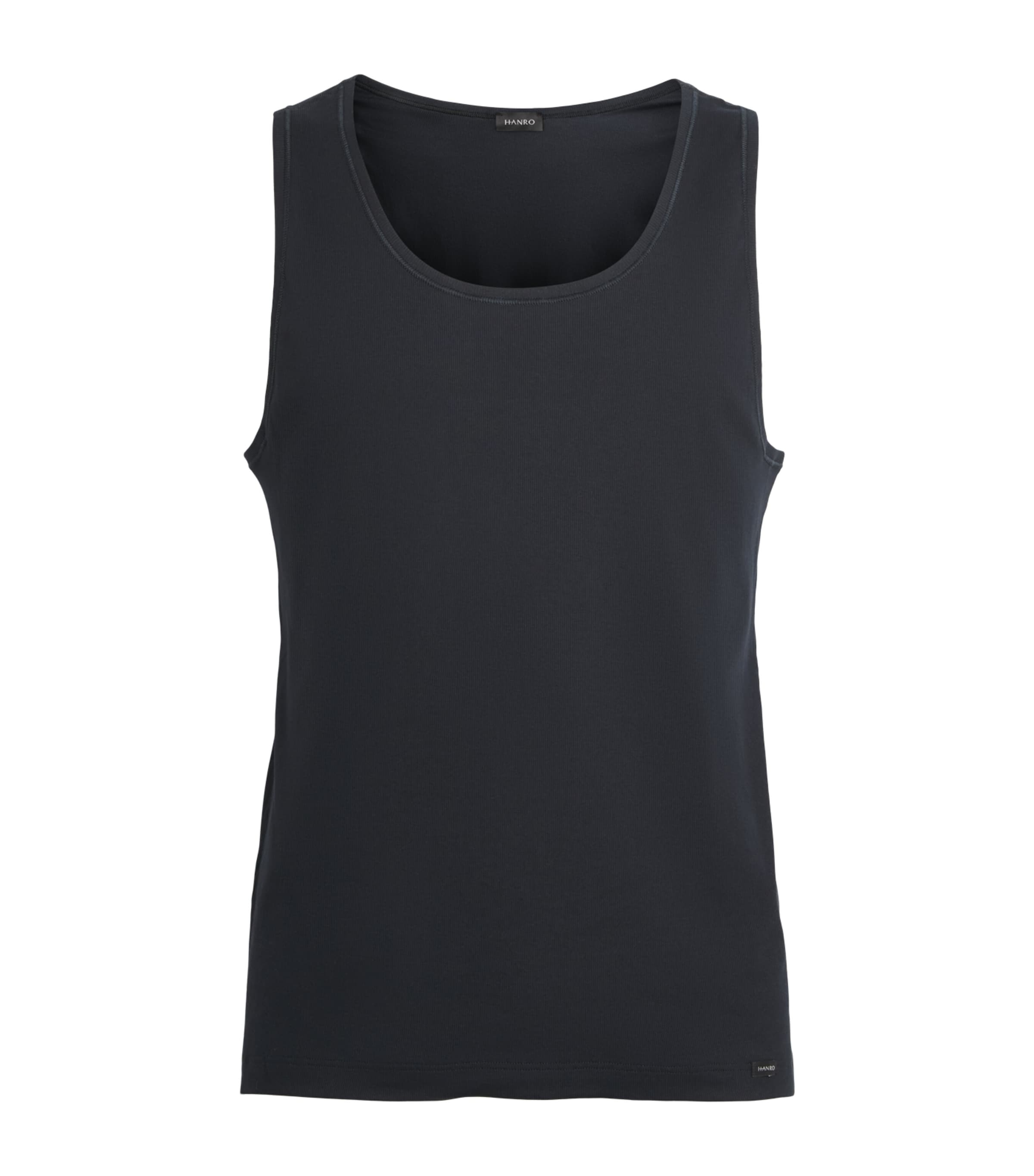 Hanro Mens Cotton Essentials Tank Top Black Image 1