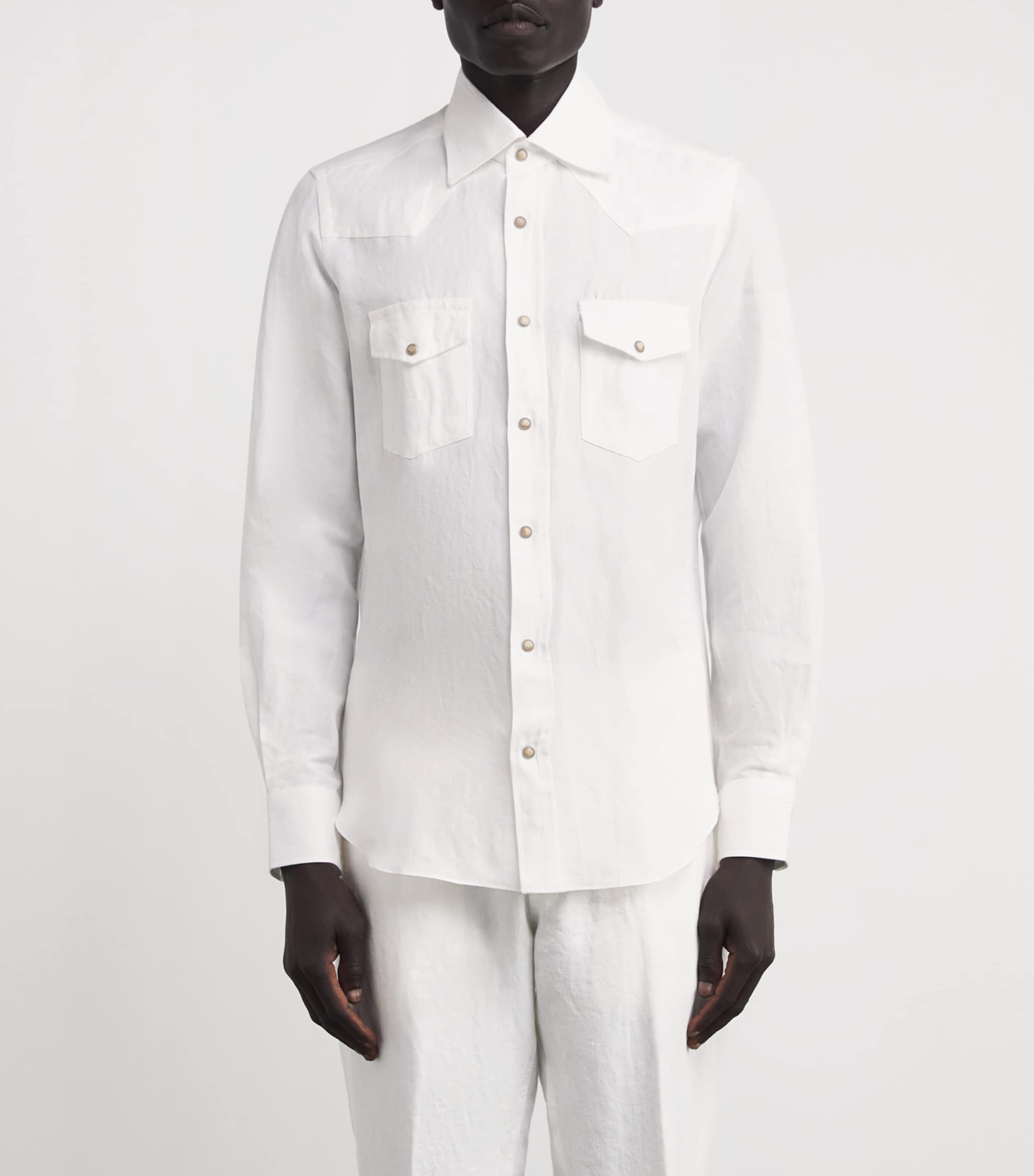 Linen-Cotton Texas Shirt BIANCO Image 3