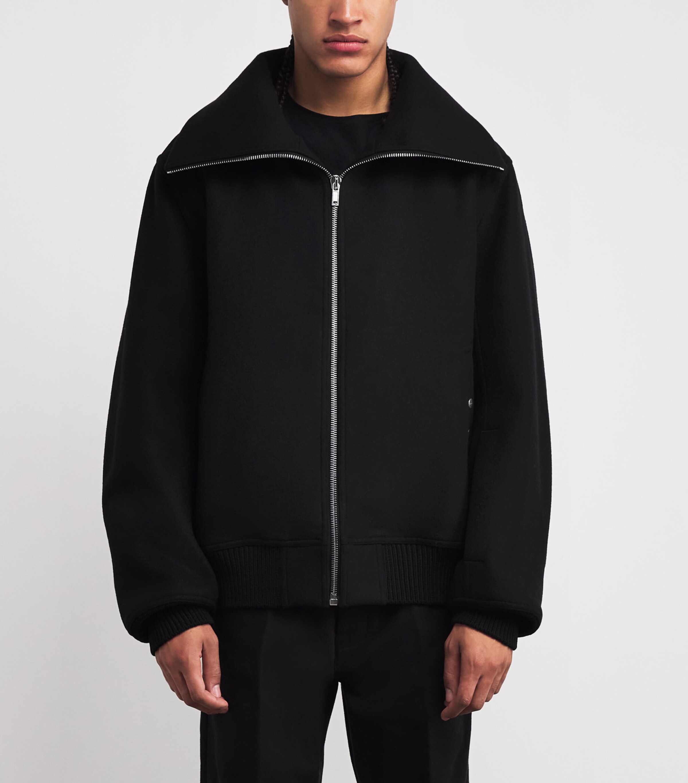 Virgin Wool Melton Blixa Dracucollar Jacket BLACK Image 3