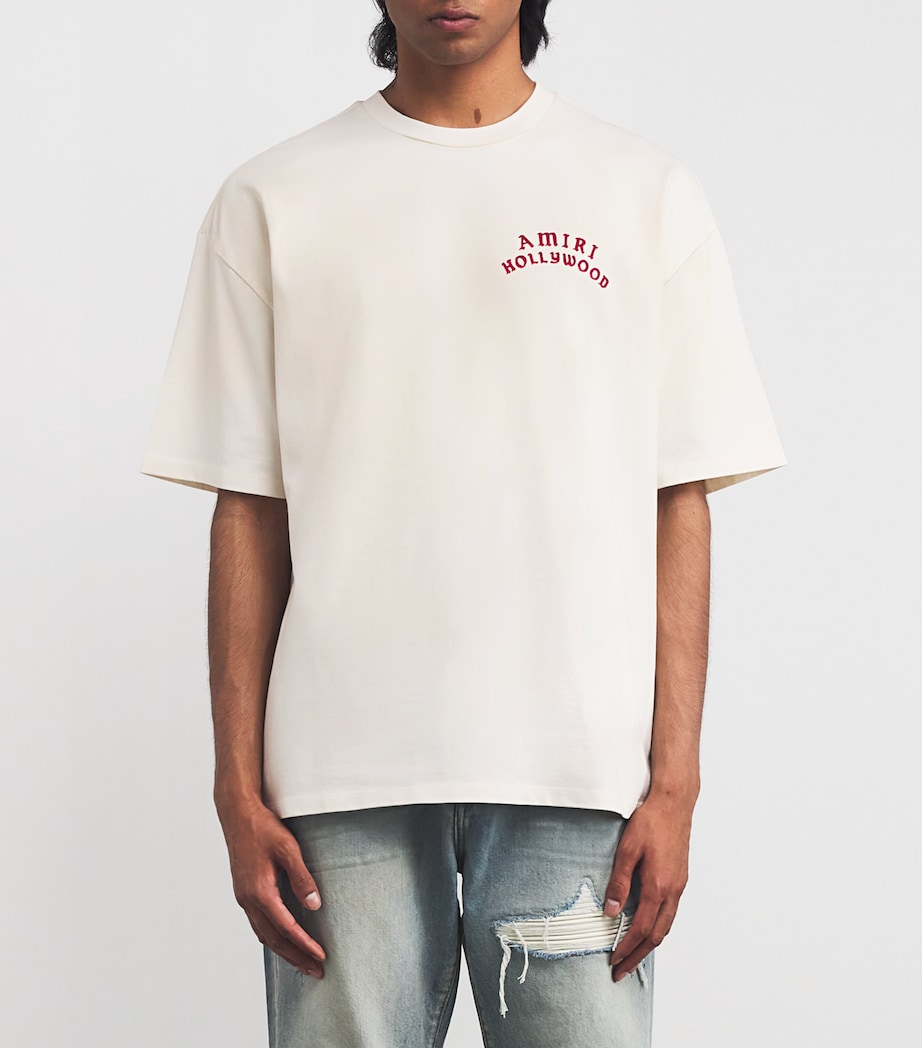 Oversized Cotton Hollywood T-Shirt IVORY RED Image 3