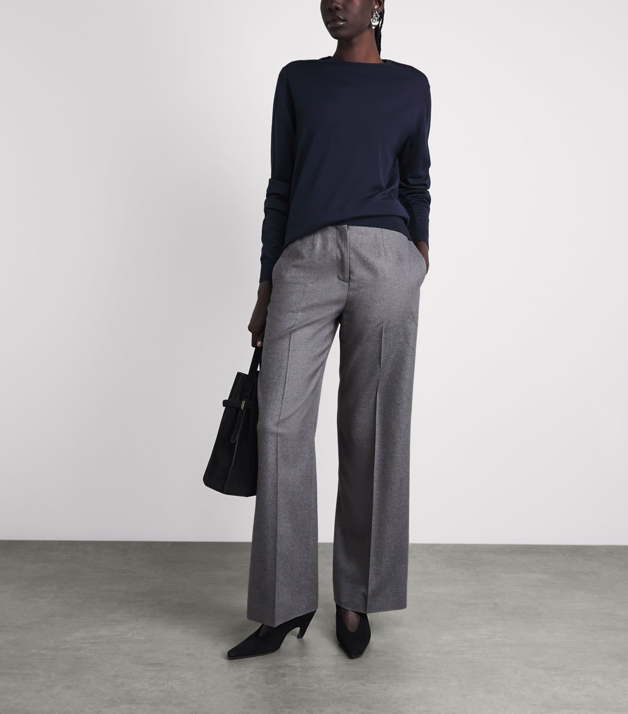 Colombo Womens Cashmere Straight Trousers Grey Image 2