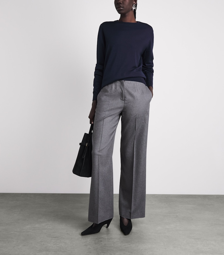 Colombo Womens Cashmere Straight Trousers Grey Image 2