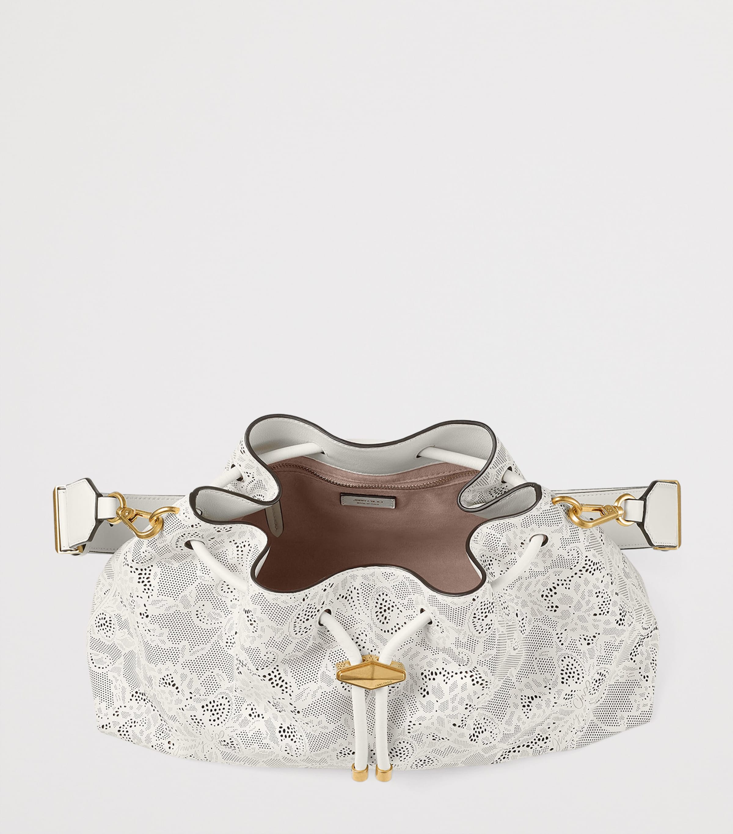 Medium Cinch Leather Shoulder Bag LATTE/GOLD Image 6