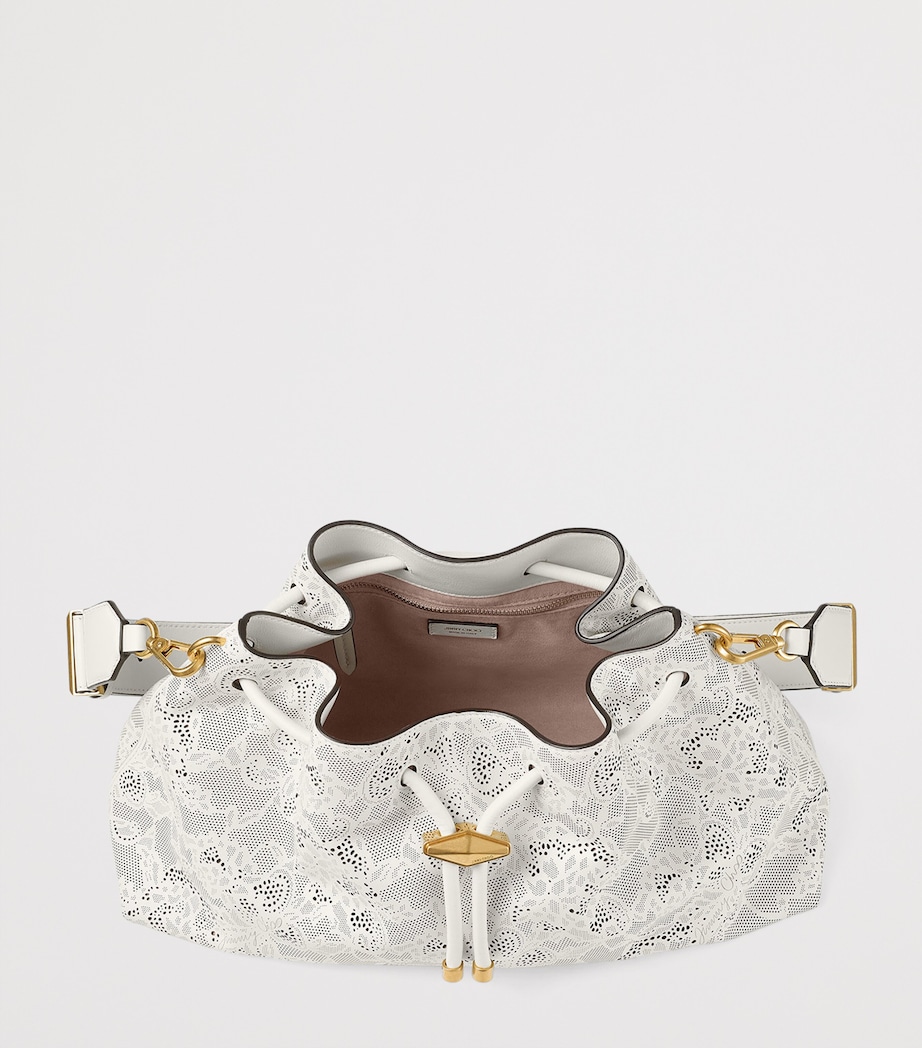 Medium Cinch Leather Shoulder Bag LATTE/GOLD Image 5